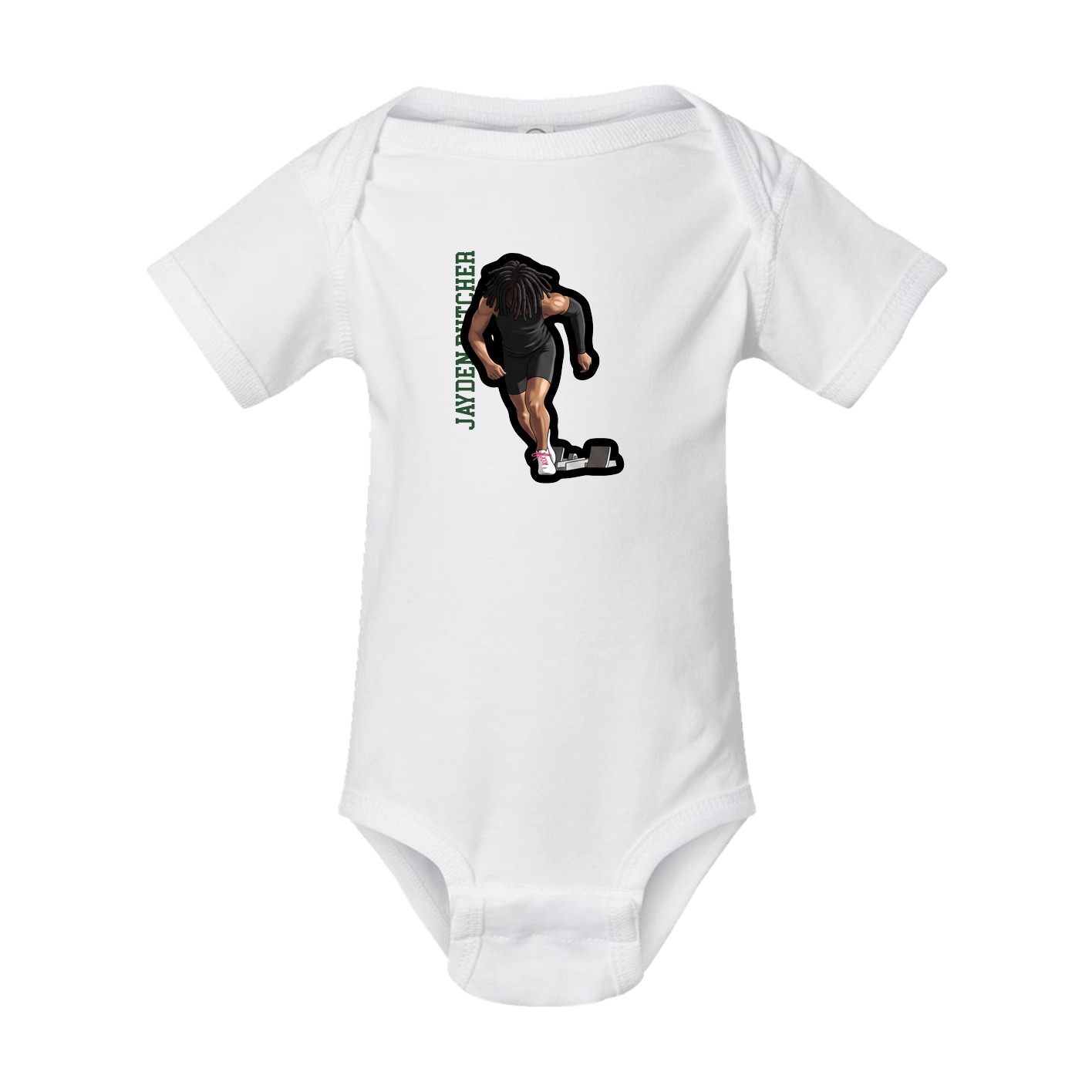 Baby Onesie — Name Vertical in White