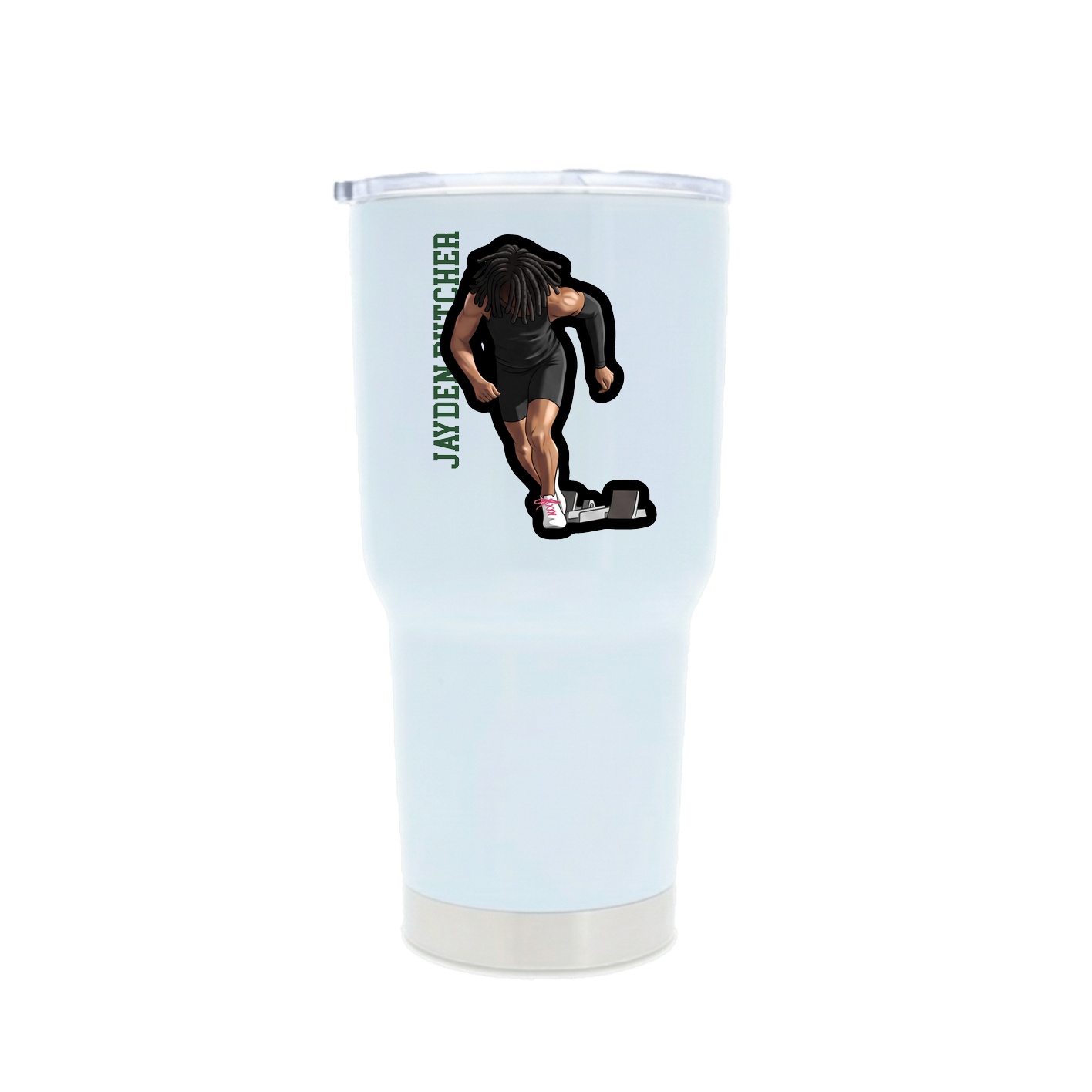 30oz Stainless Steel Tumbler — Name Vertical in White