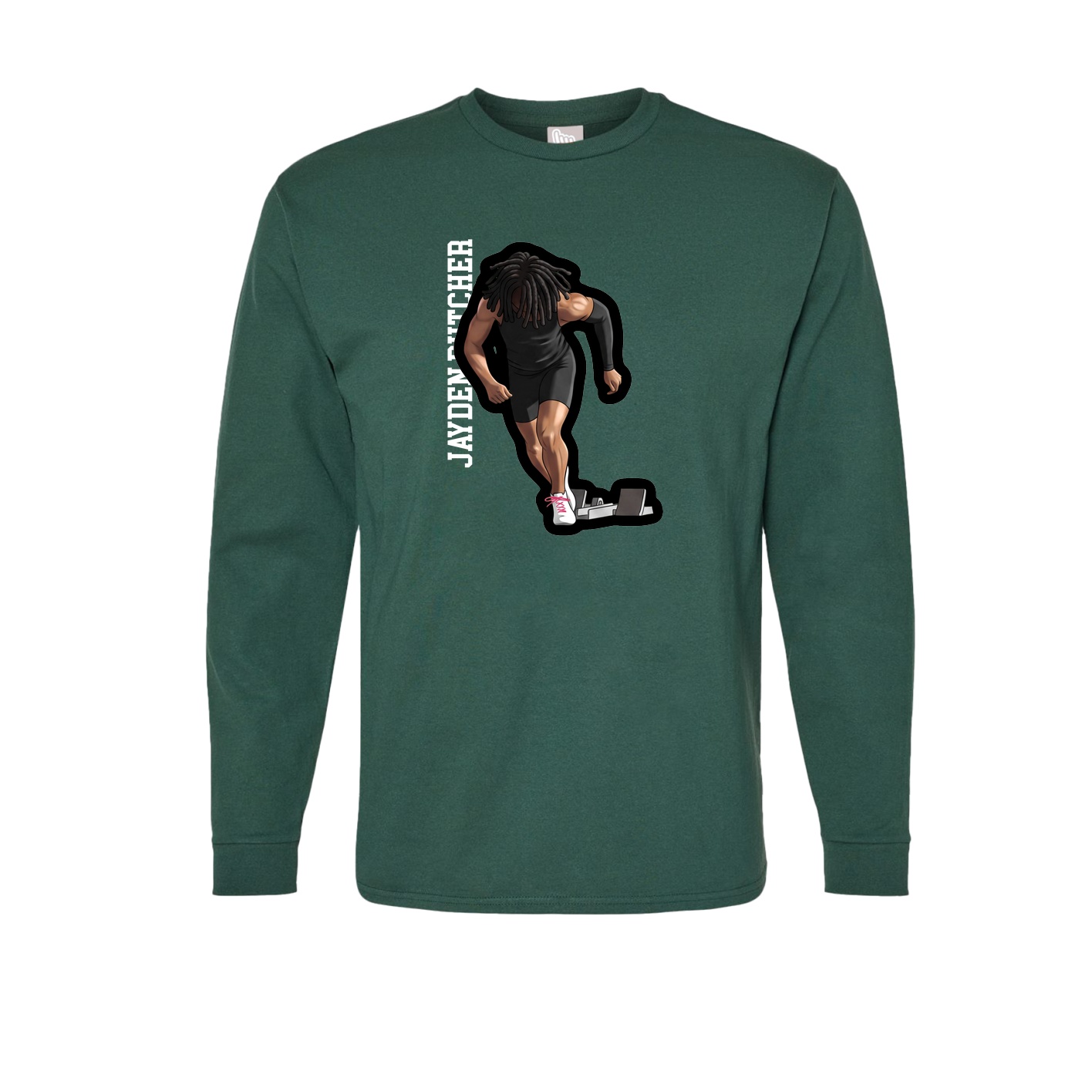 Long Sleeve Tee — Name Vertical in Green