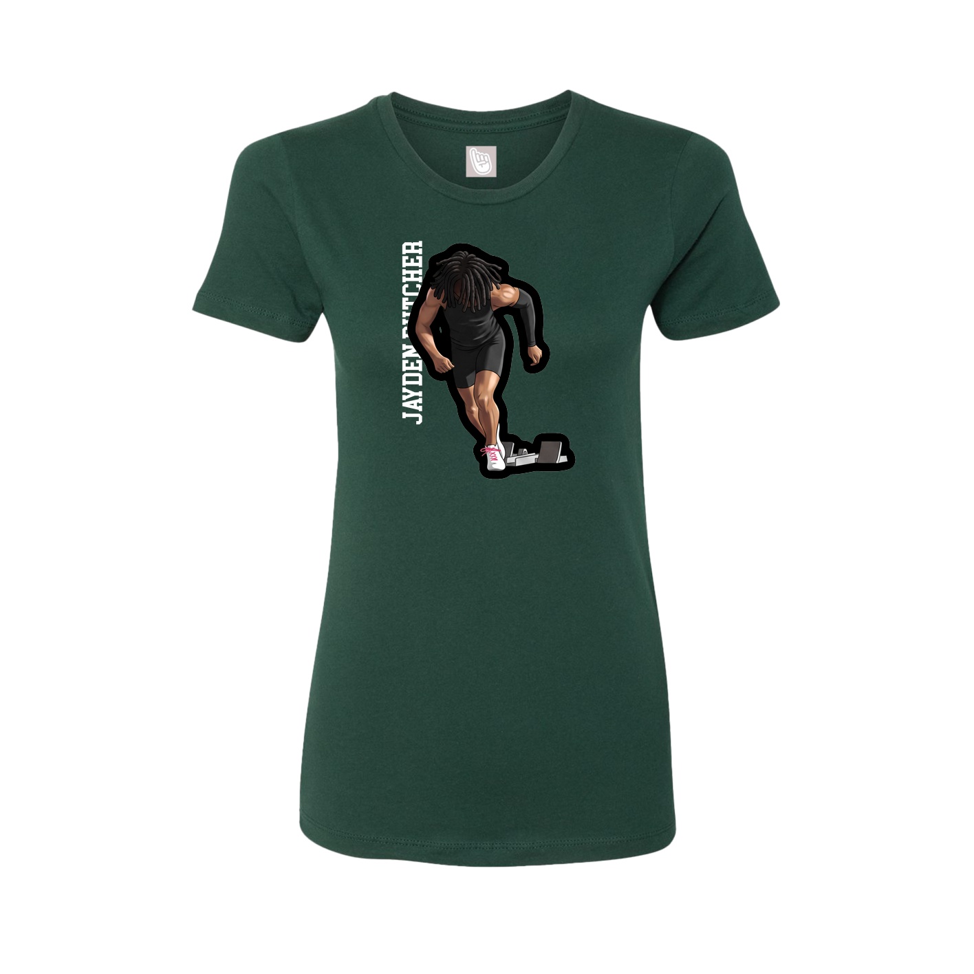 Womens Tee — Name Vertical in Green