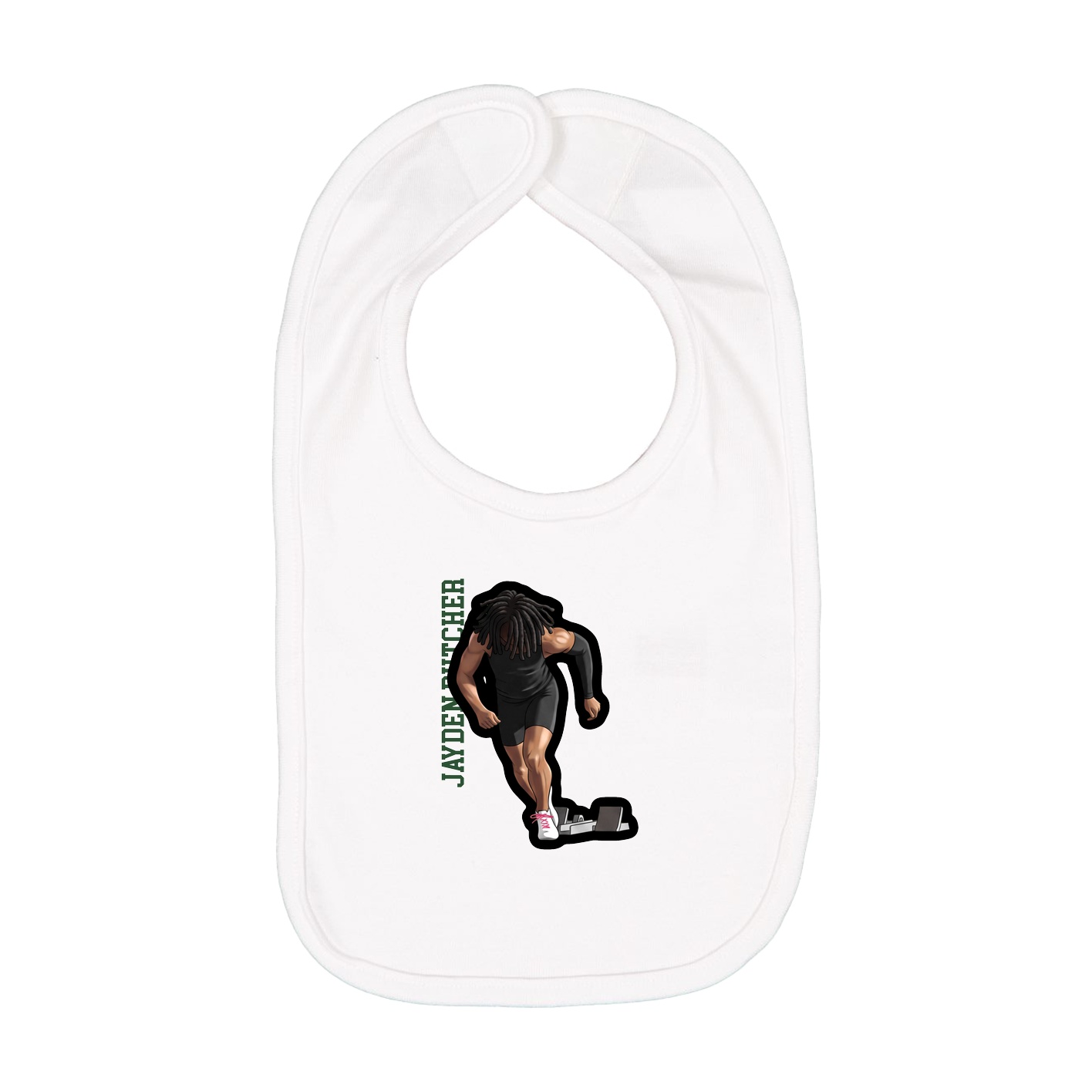 Infant Bib — Name Vertical in White