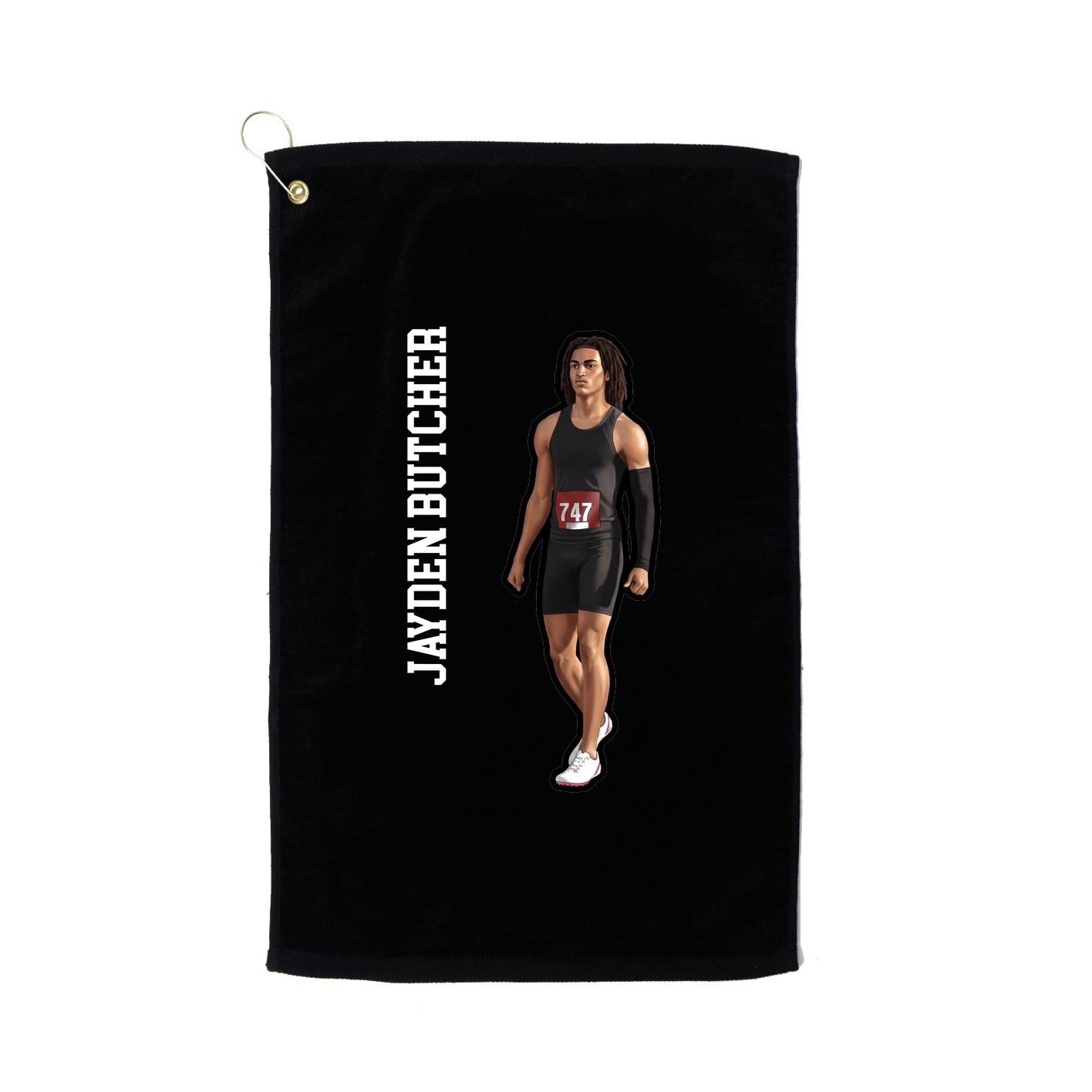 Golf Towel — Name Vertical in Black