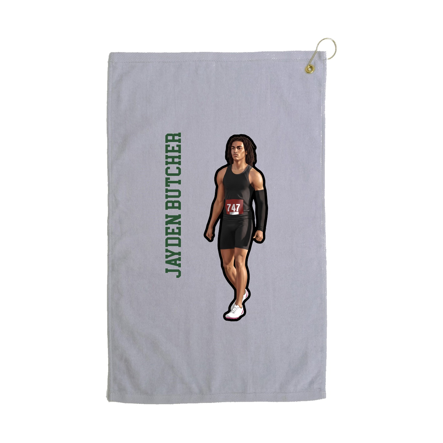 Golf Towel — Name Vertical in Grey