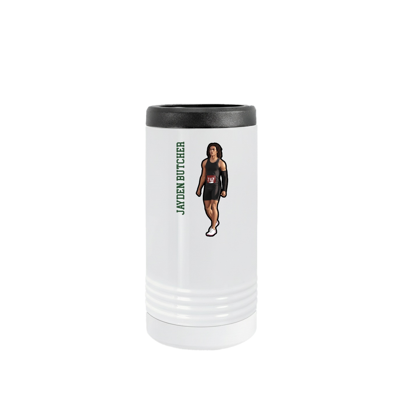 Slim Beverage Holder — Name Vertical in White
