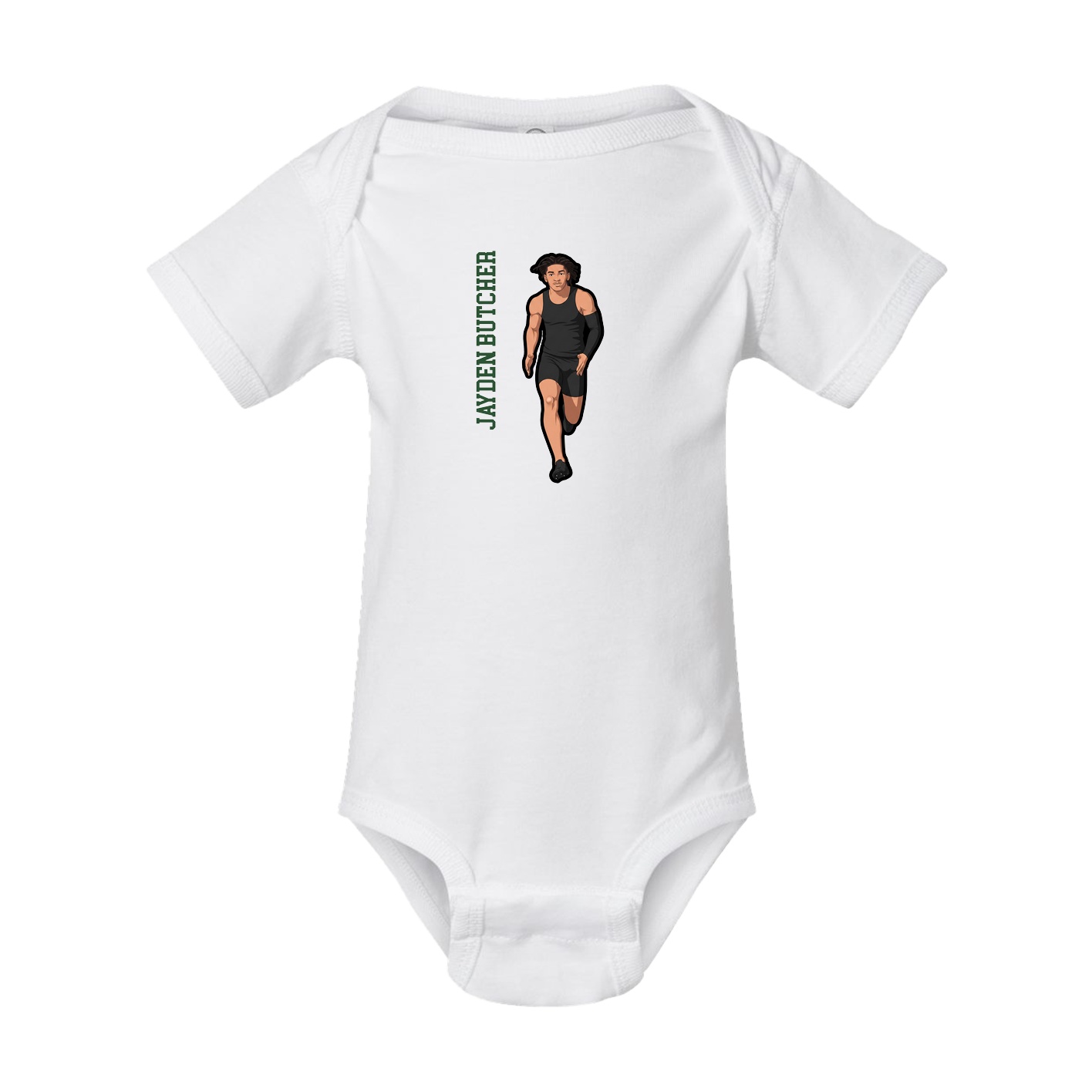 Baby Onesie — Name Vertical in White