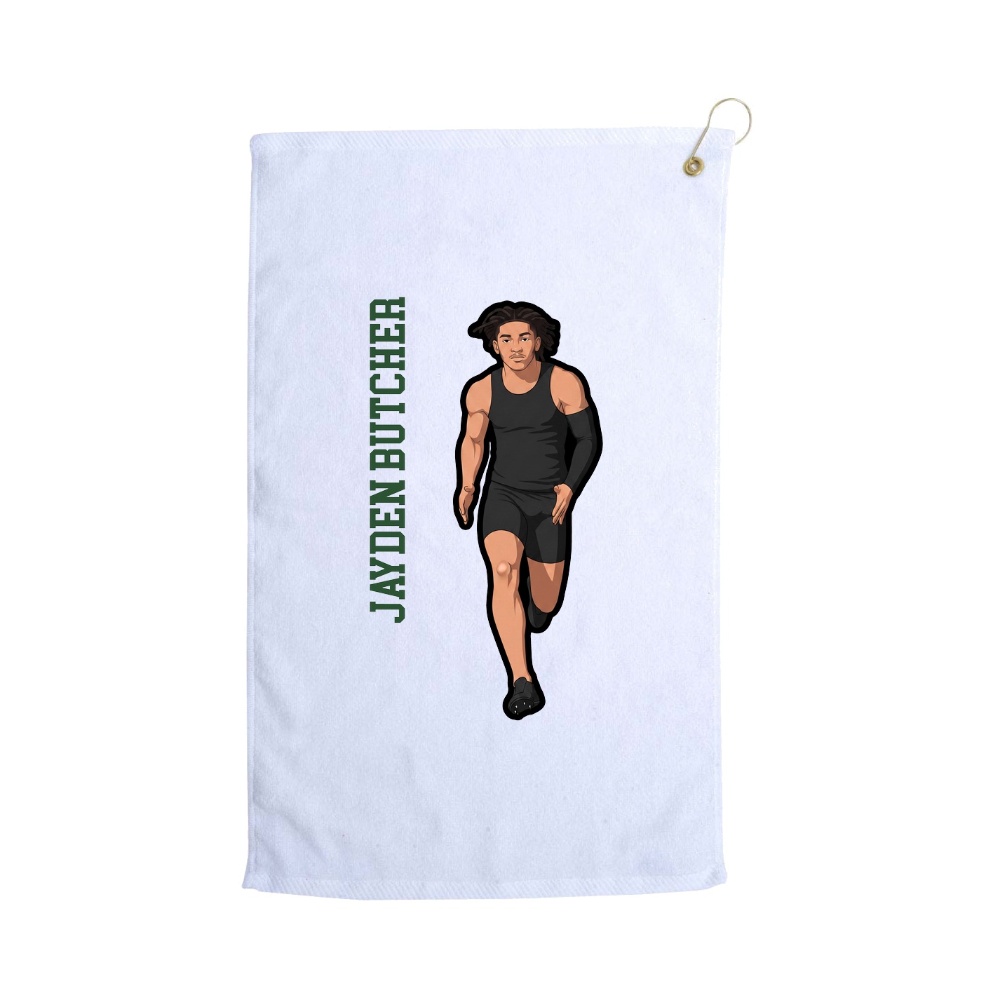 Golf Towel — Name Vertical in White