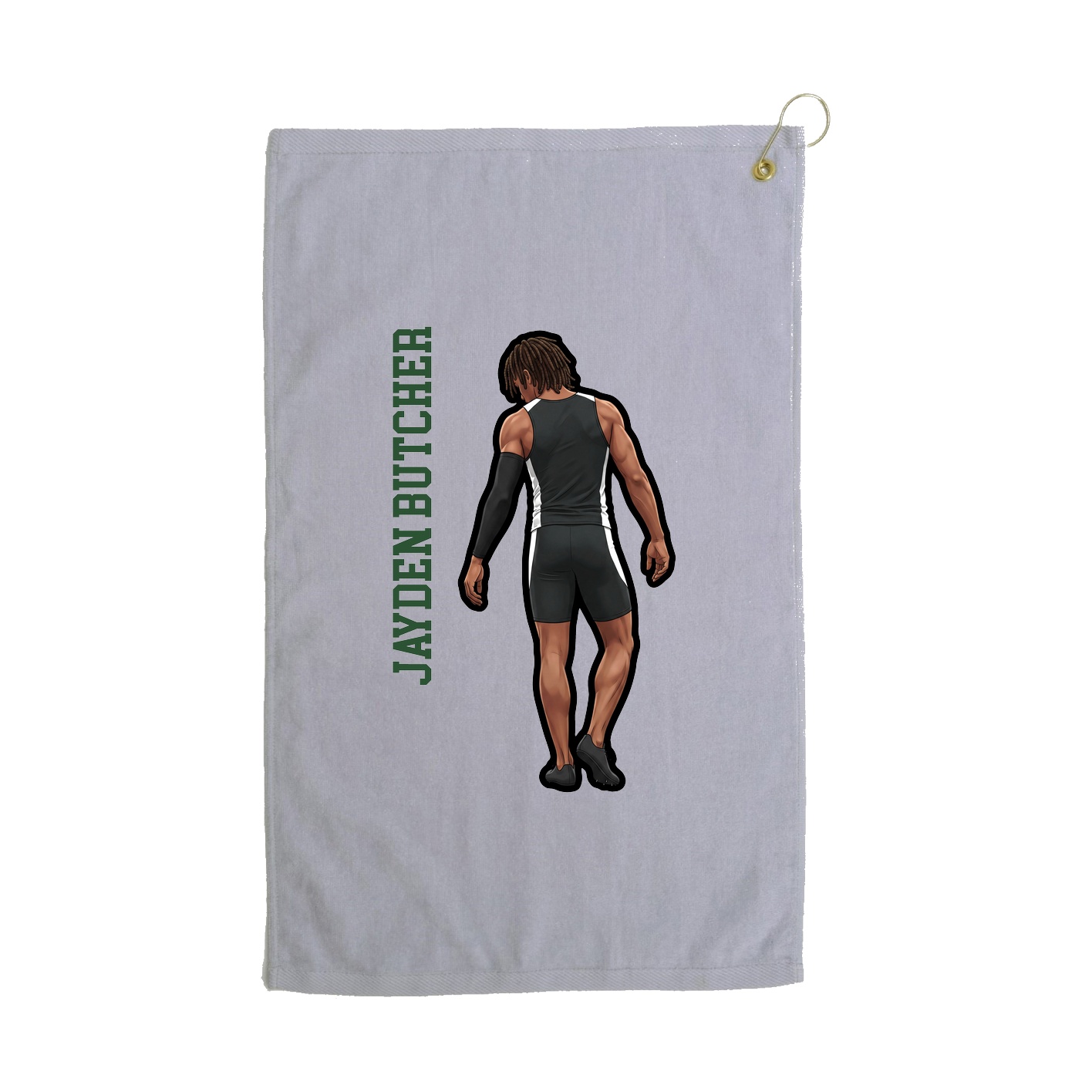 Golf Towel — Name Vertical in Grey