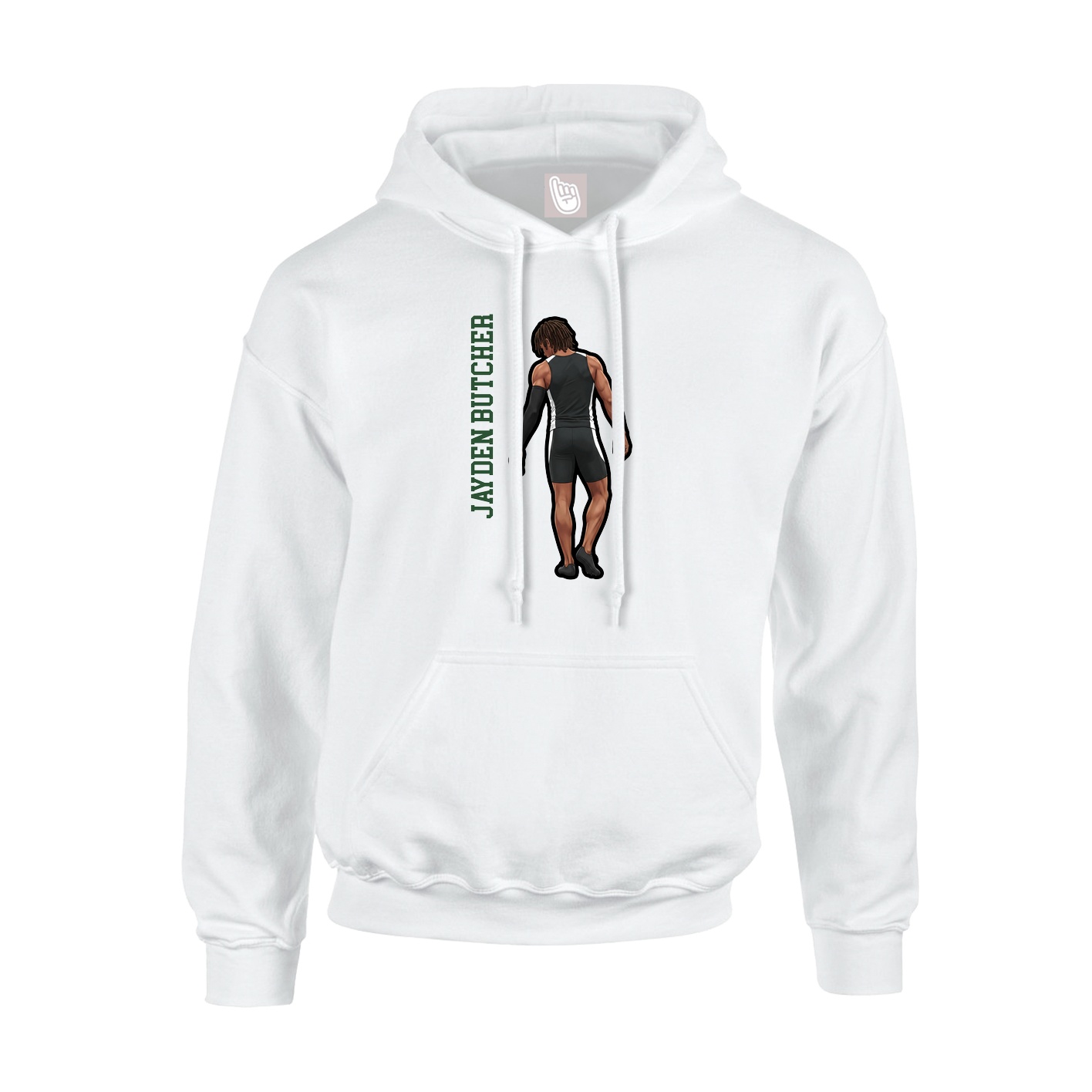 Youth Hoodie — Name Vertical in White