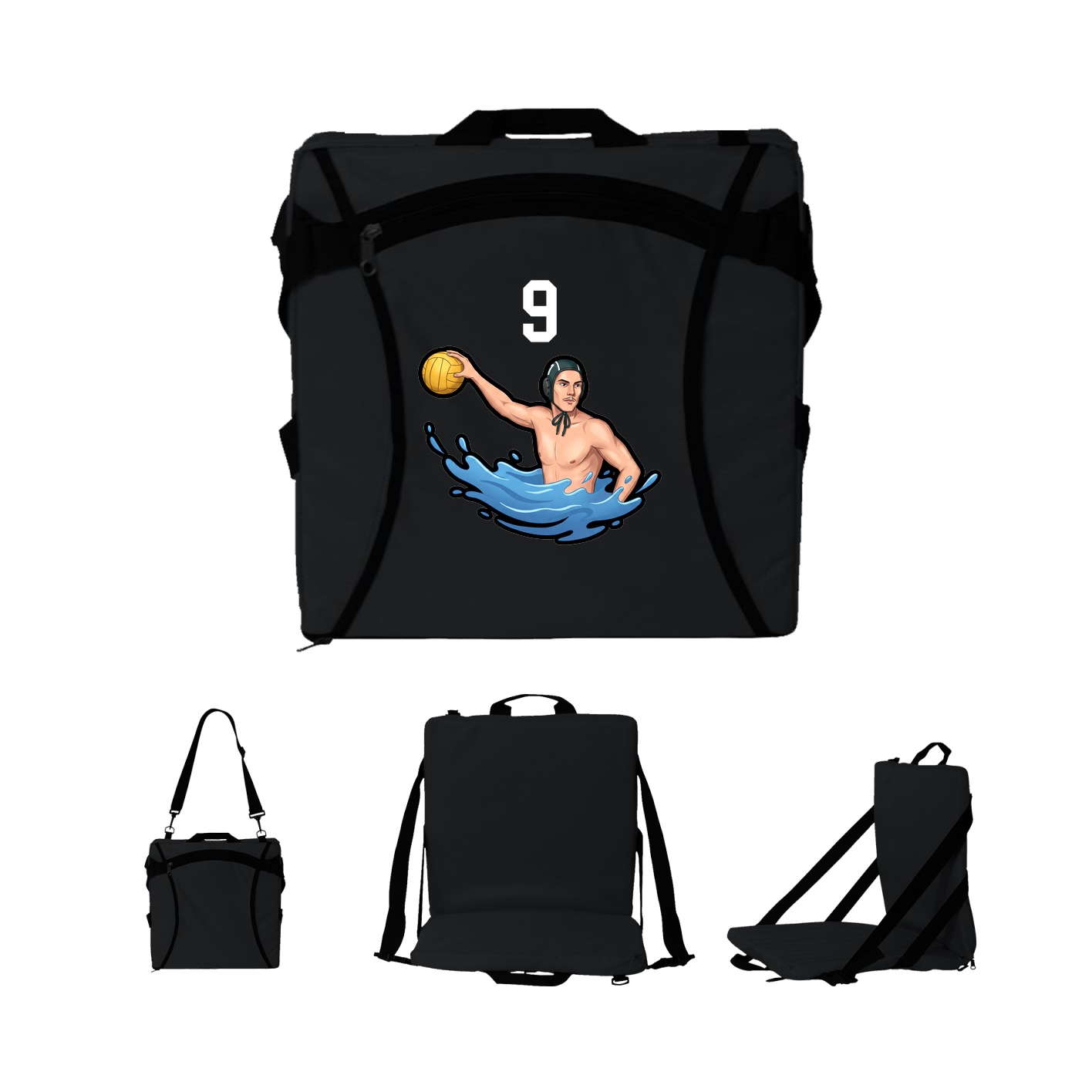 Folding Stadium Seat — Number Top in Black