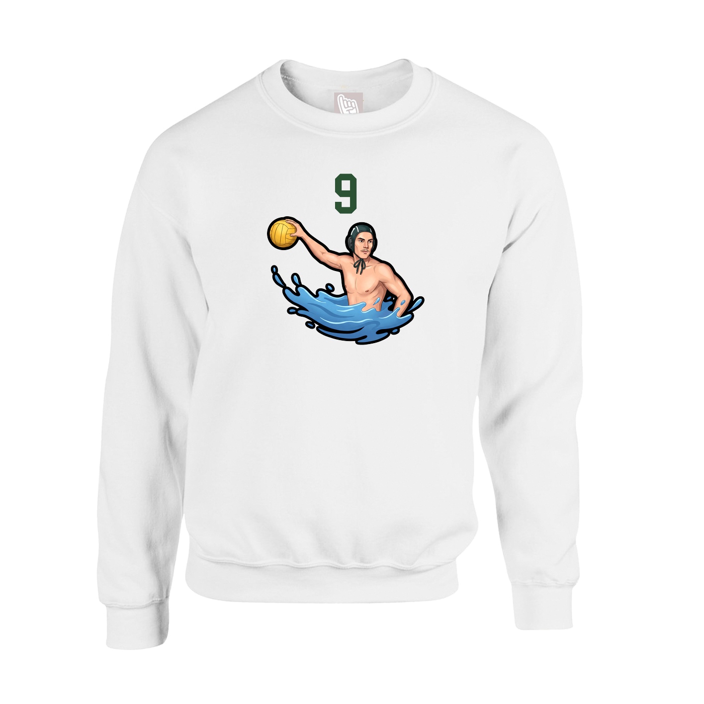 Fleece Crew — Number Top in White