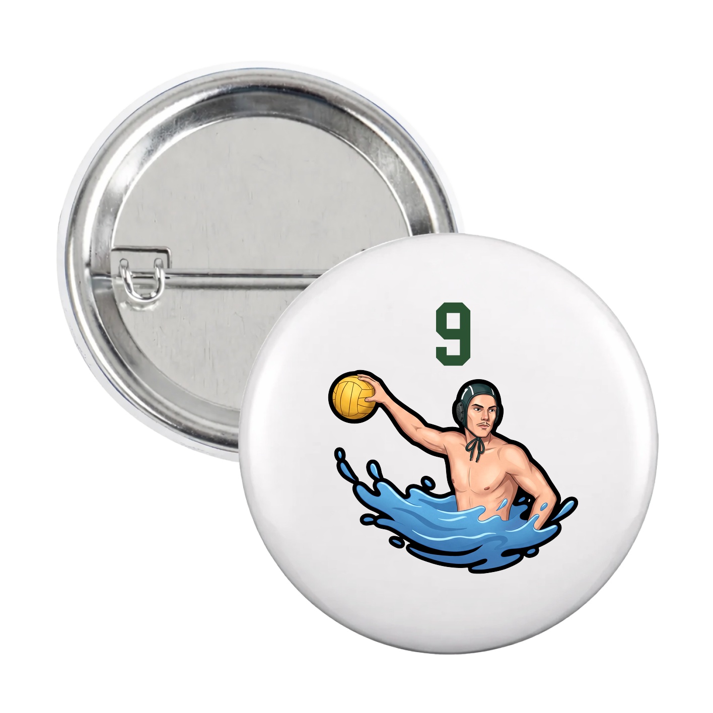 Game Day Button — Number Top in White
