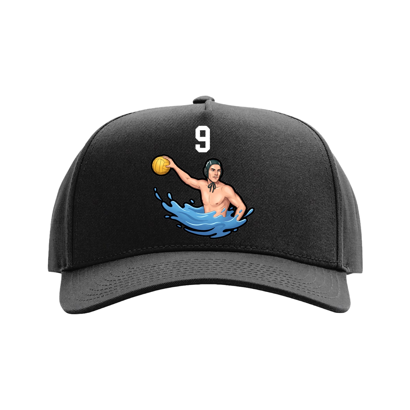 Full Fabric Five-Panel Champ Cap — Number Top in Black