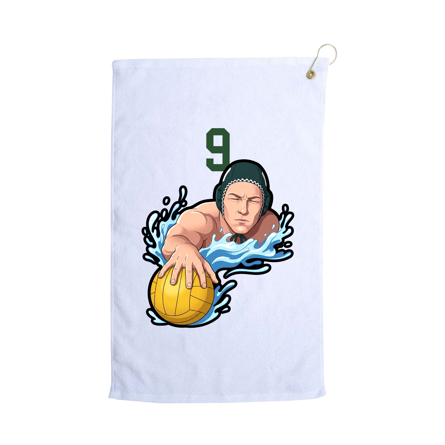Golf Towel — Number Top in White
