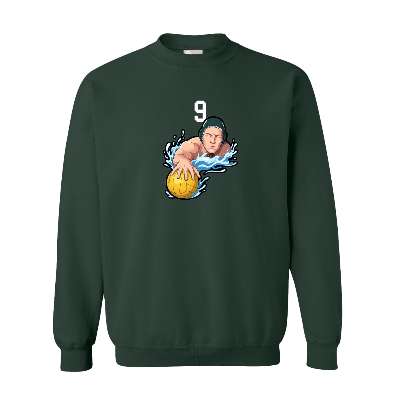 Fleece Crew — Number Top in Green
