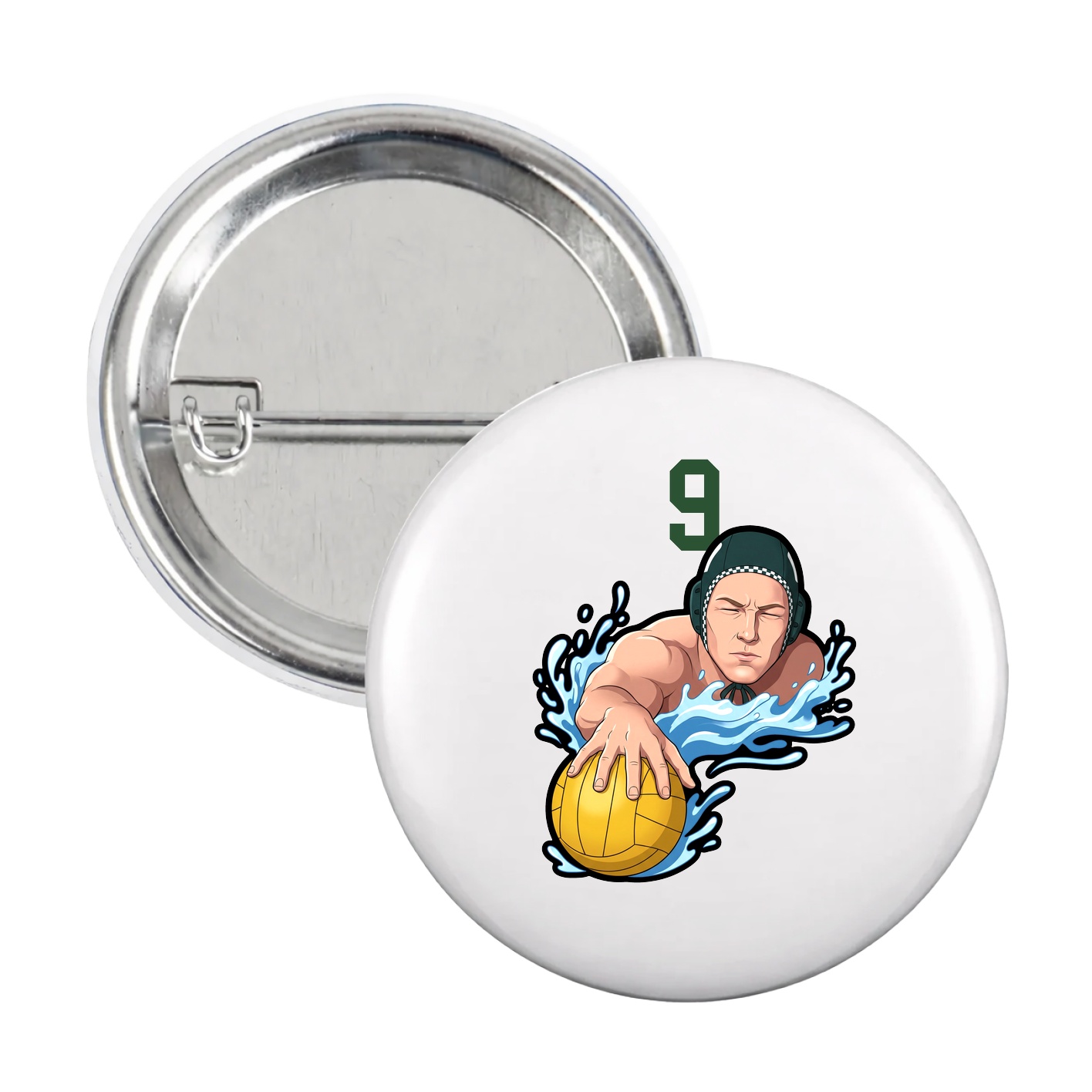 Game Day Button — Number Top in White
