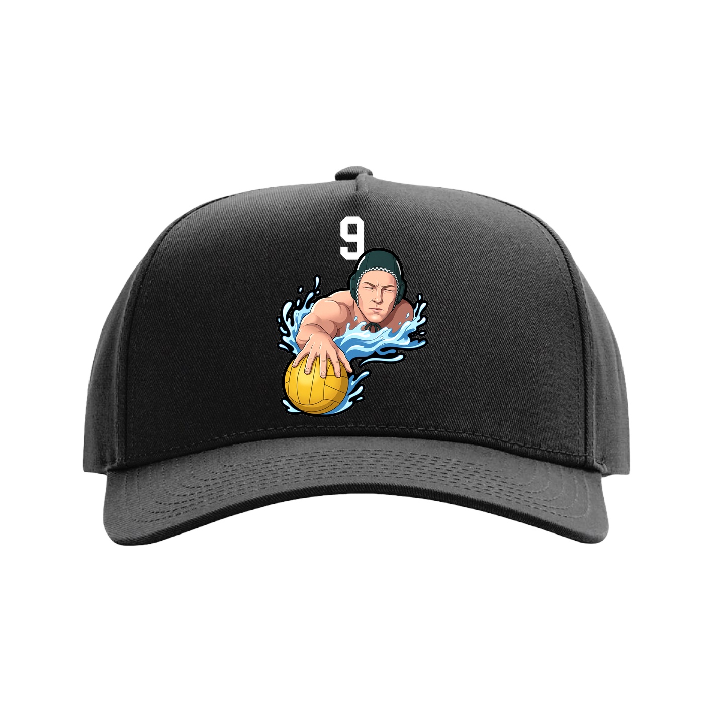 Full Fabric Five-Panel Champ Cap — Number Top in Black
