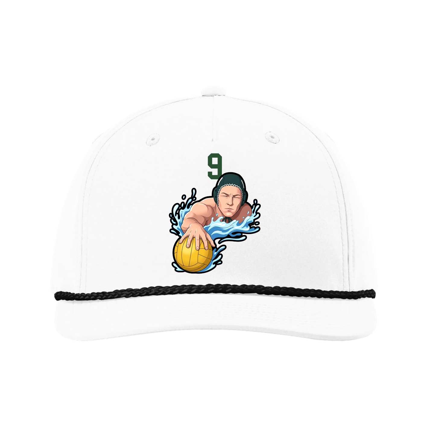 Five-Panel Classic Rope Cap — Number Top in White
