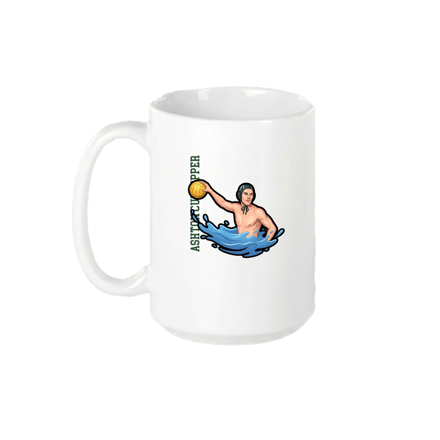 15oz Coffee Mug — Name Vertical in White