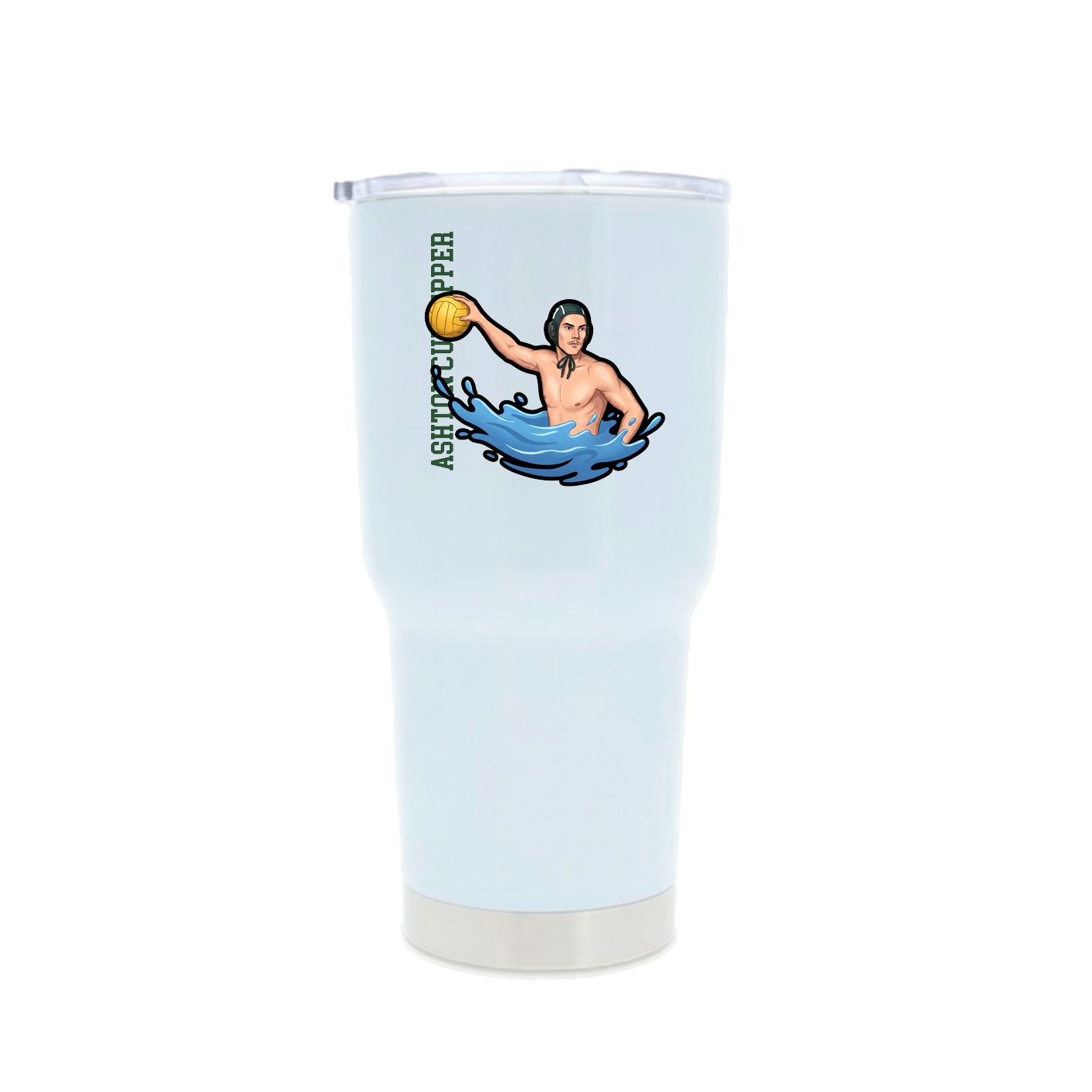 30oz Stainless Steel Tumbler — Name Vertical in White