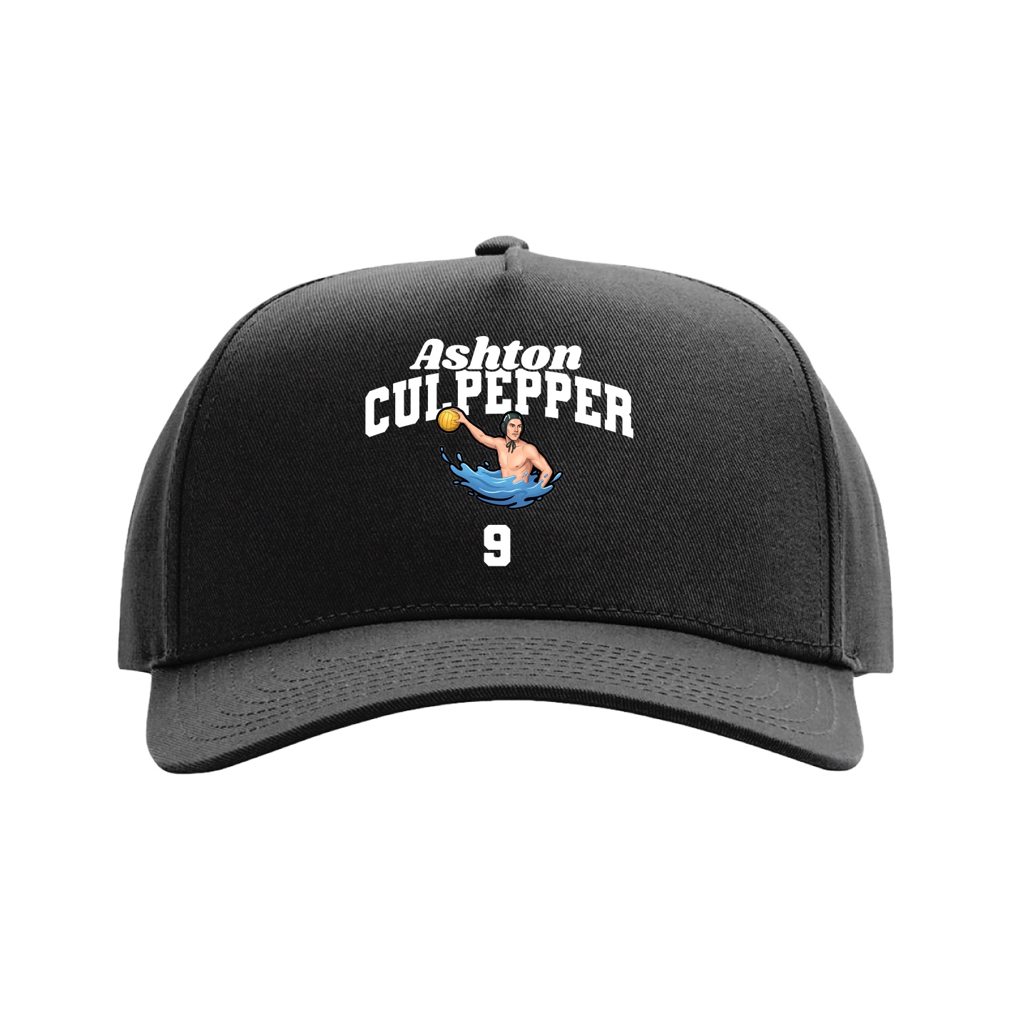 Full Fabric Five-Panel Champ Cap — Signature Arch in Black