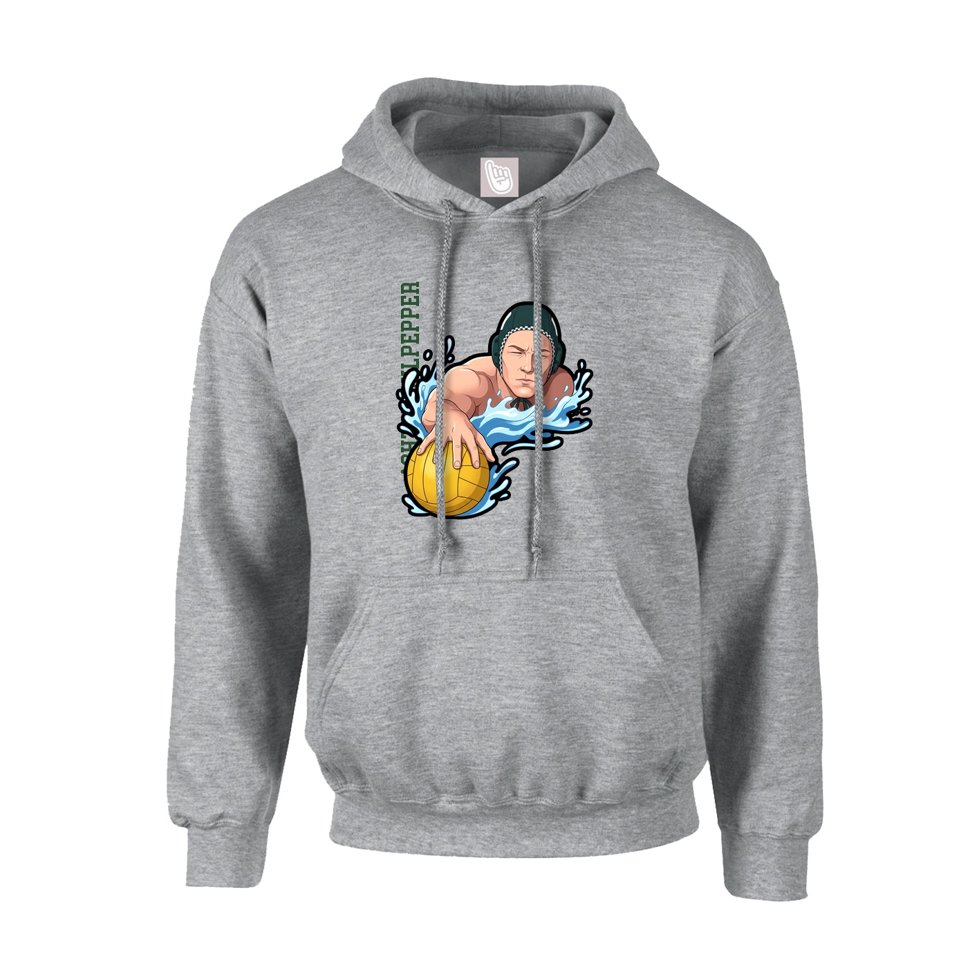 Hoodie — Name Vertical in Grey