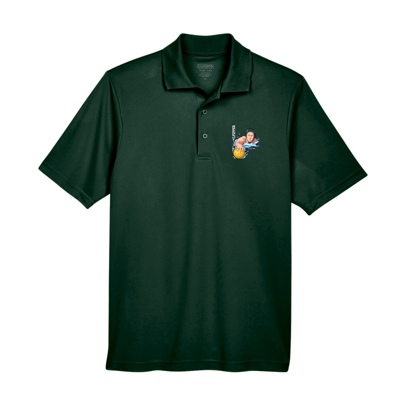 Performance Polo — Name Vertical in Green