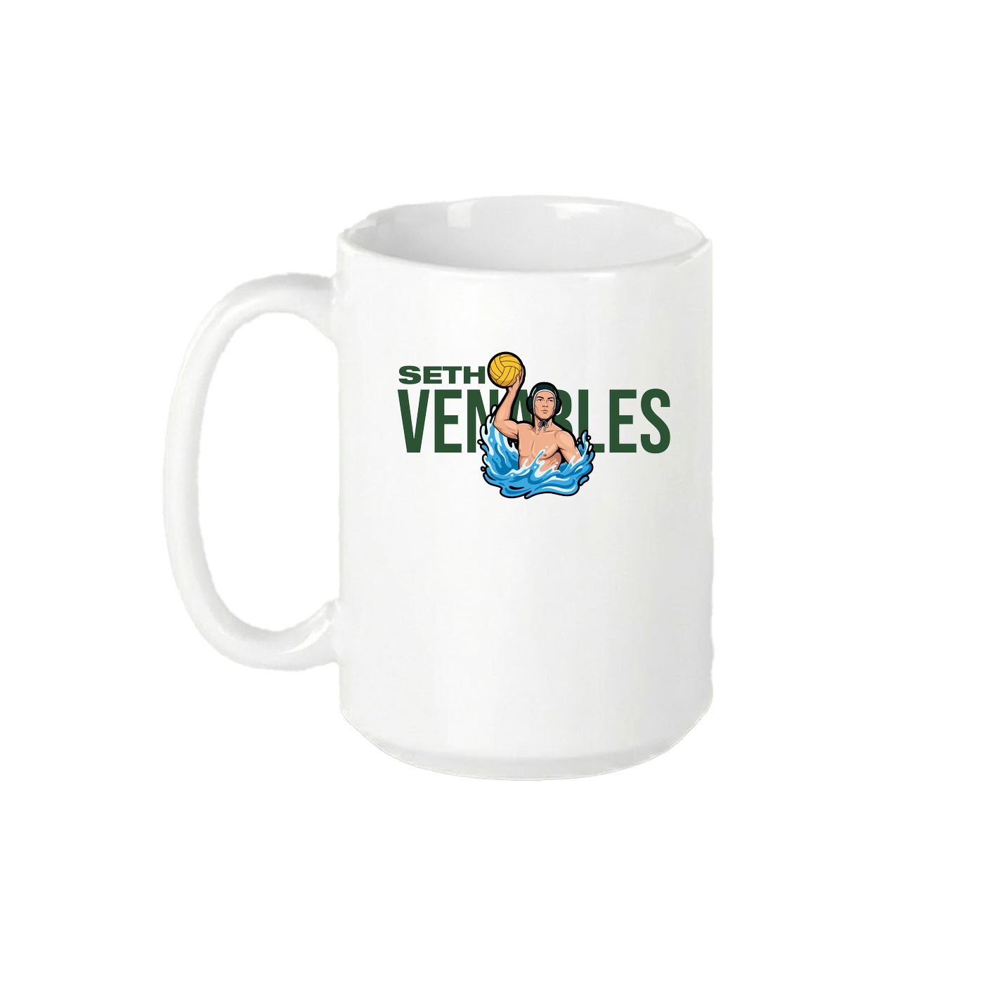 15oz Coffee Mug — Player Name in White