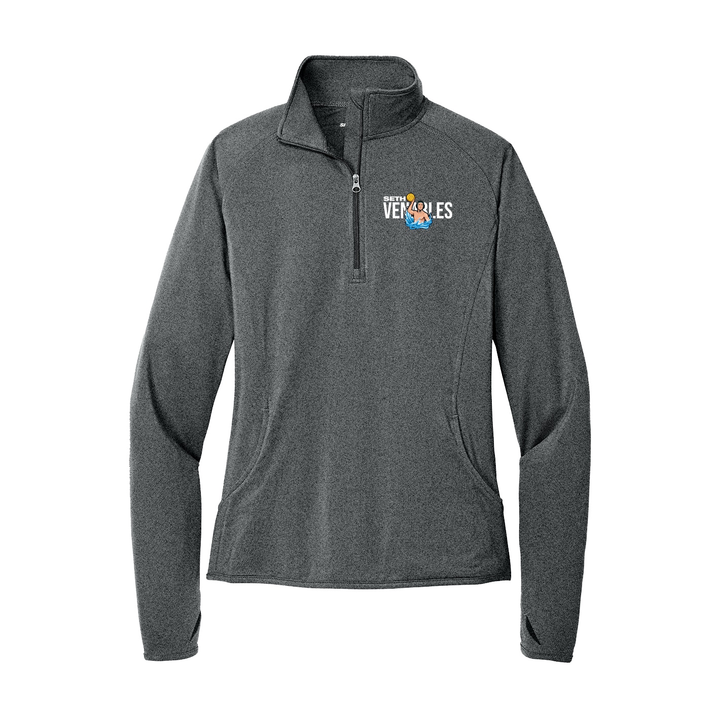 Women's Q-Zip Pullover — Player Name in Grey