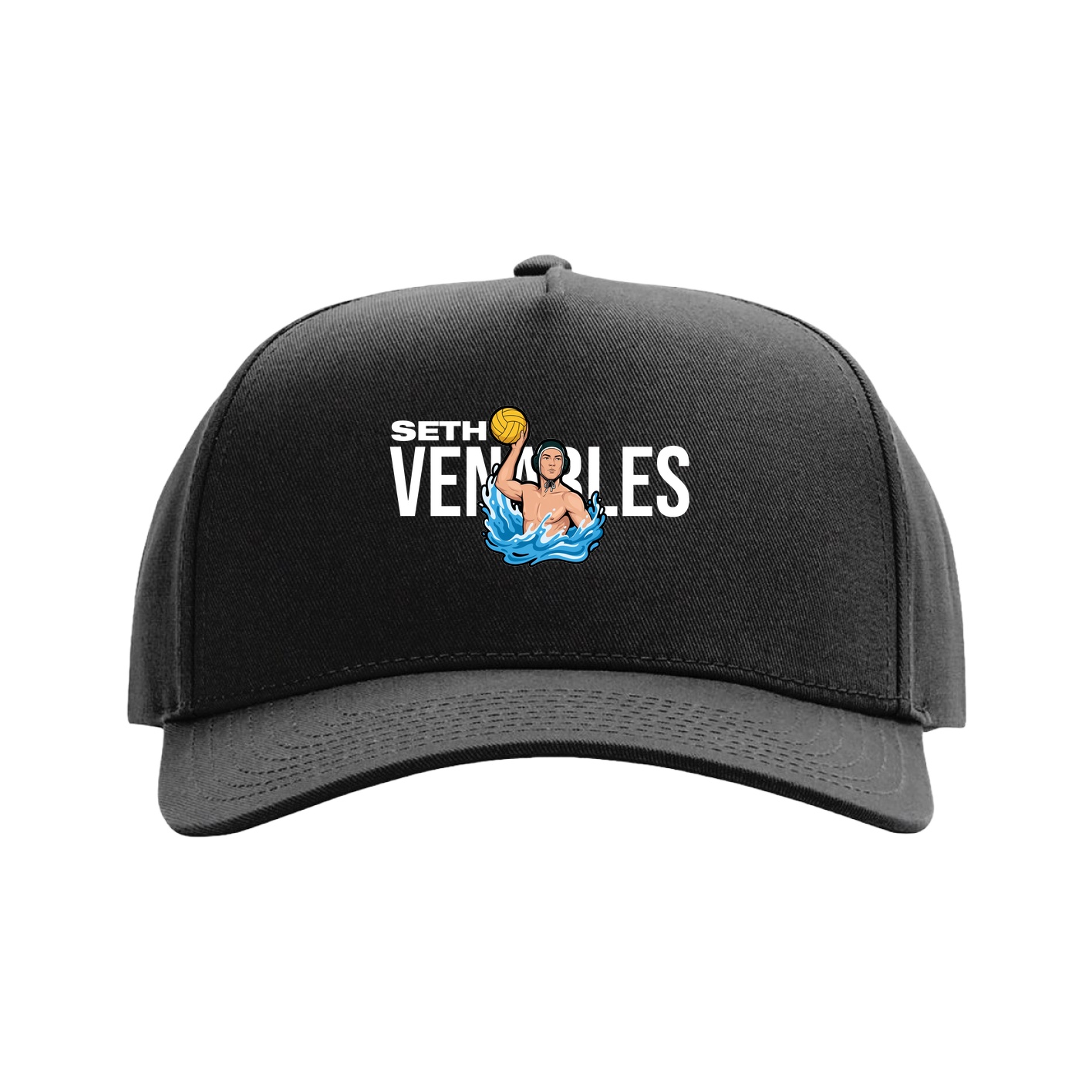 Full Fabric Five-Panel Champ Cap — Player Name in Black