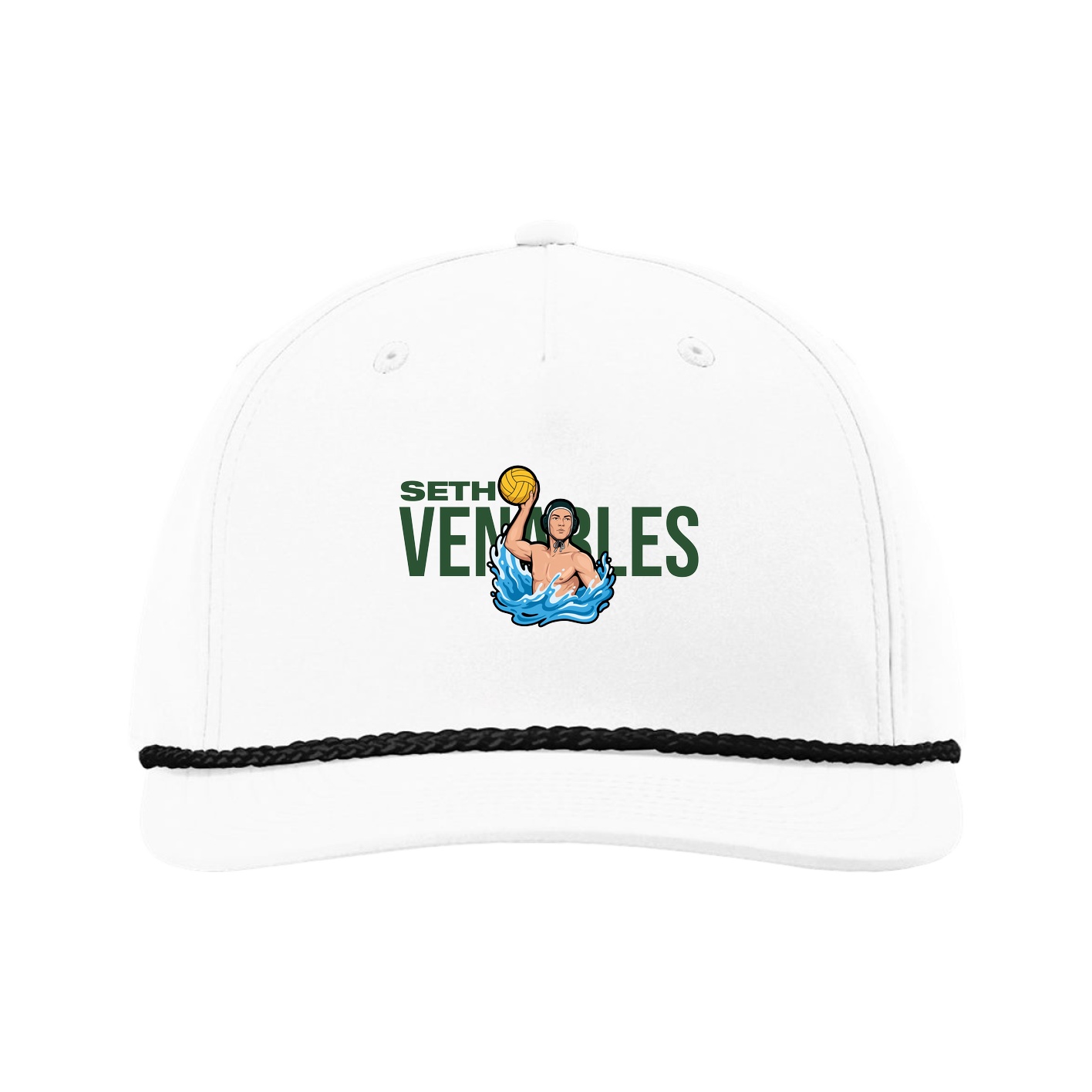 Five-Panel Classic Rope Cap — Player Name in White