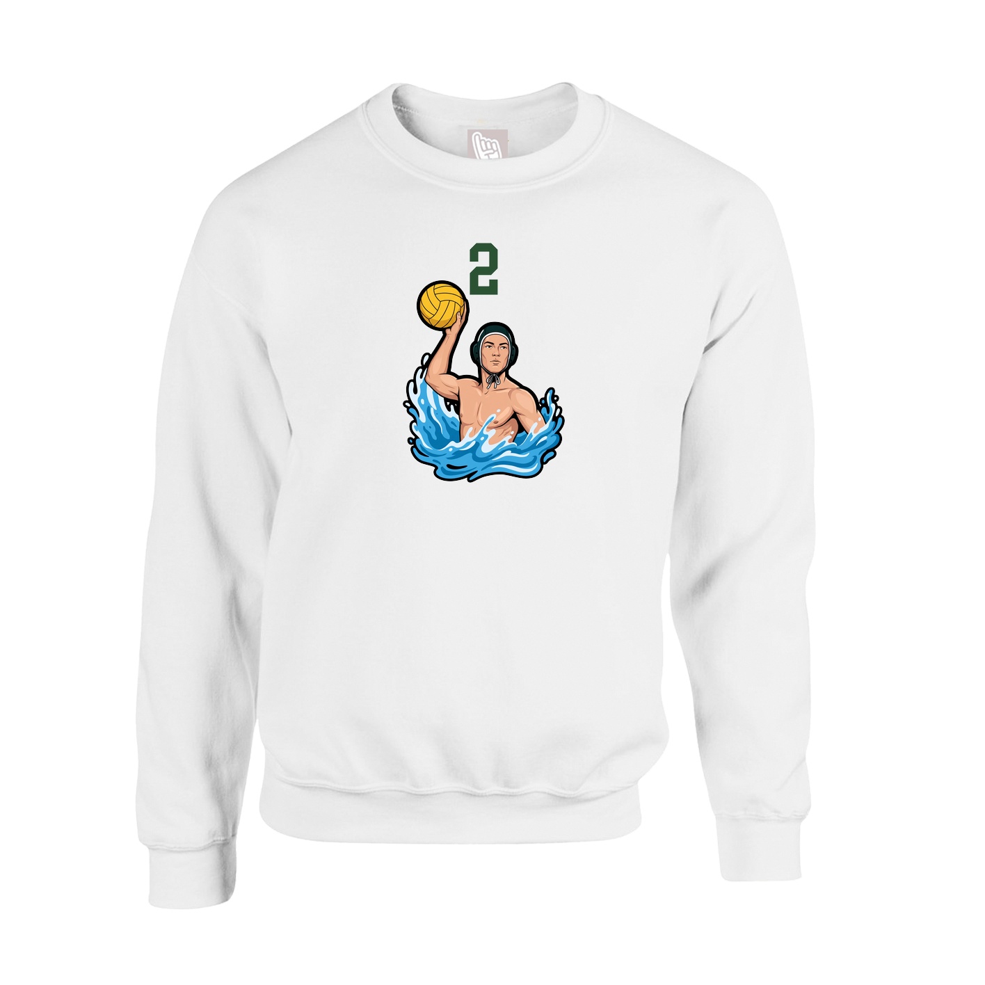 Fleece Crew — Number Top in White