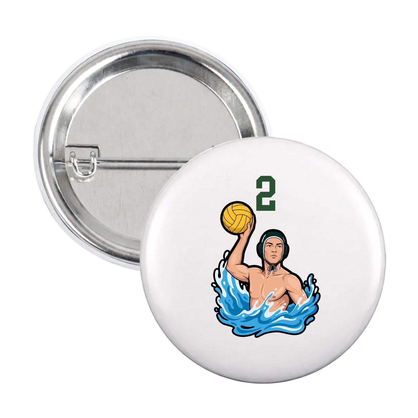 Game Day Button — Number Top in White