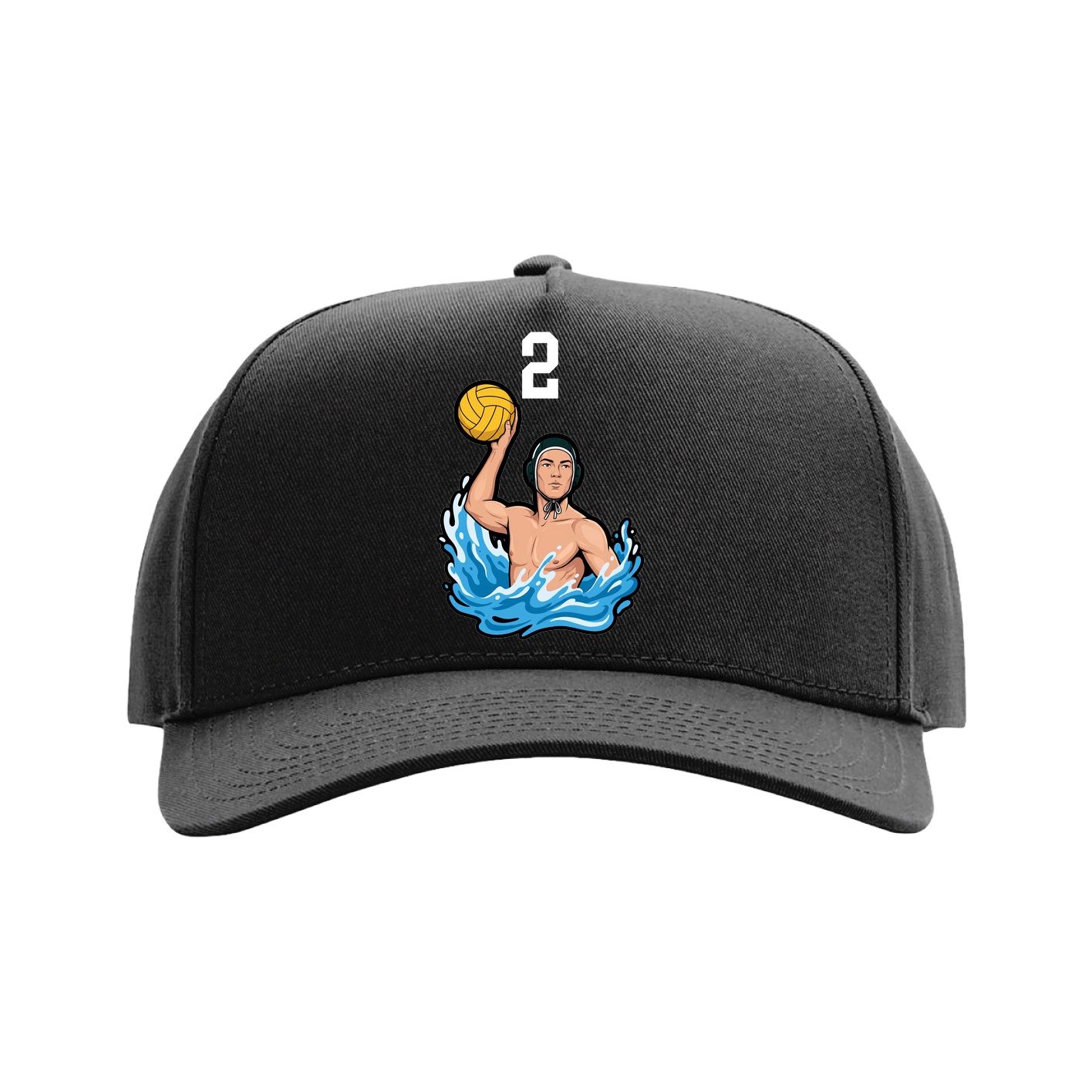 Full Fabric Five-Panel Champ Cap — Number Top in Black