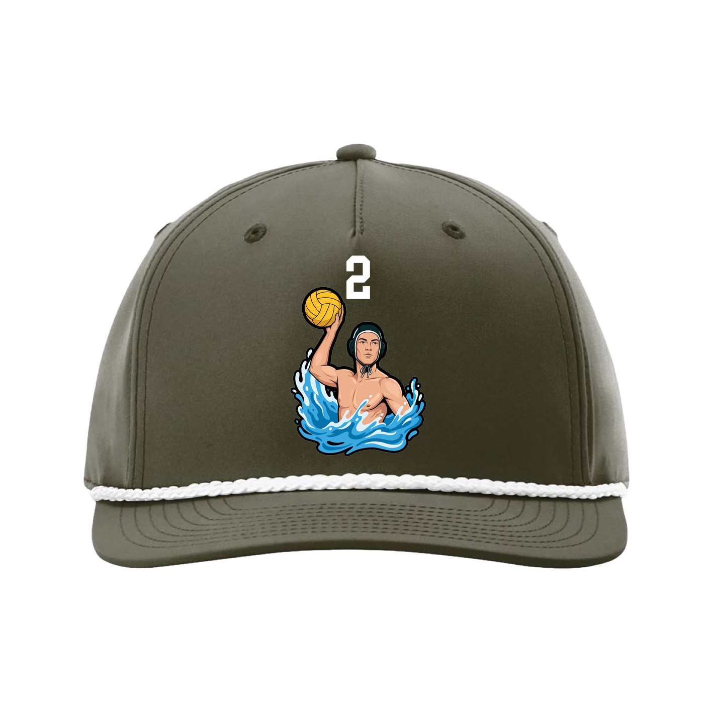 Five-Panel Classic Rope Cap — Number Top in Green