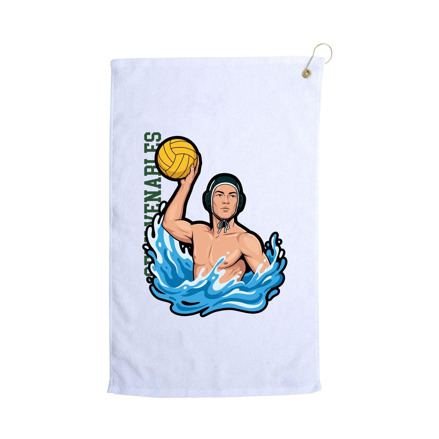 Golf Towel — Name Vertical in White