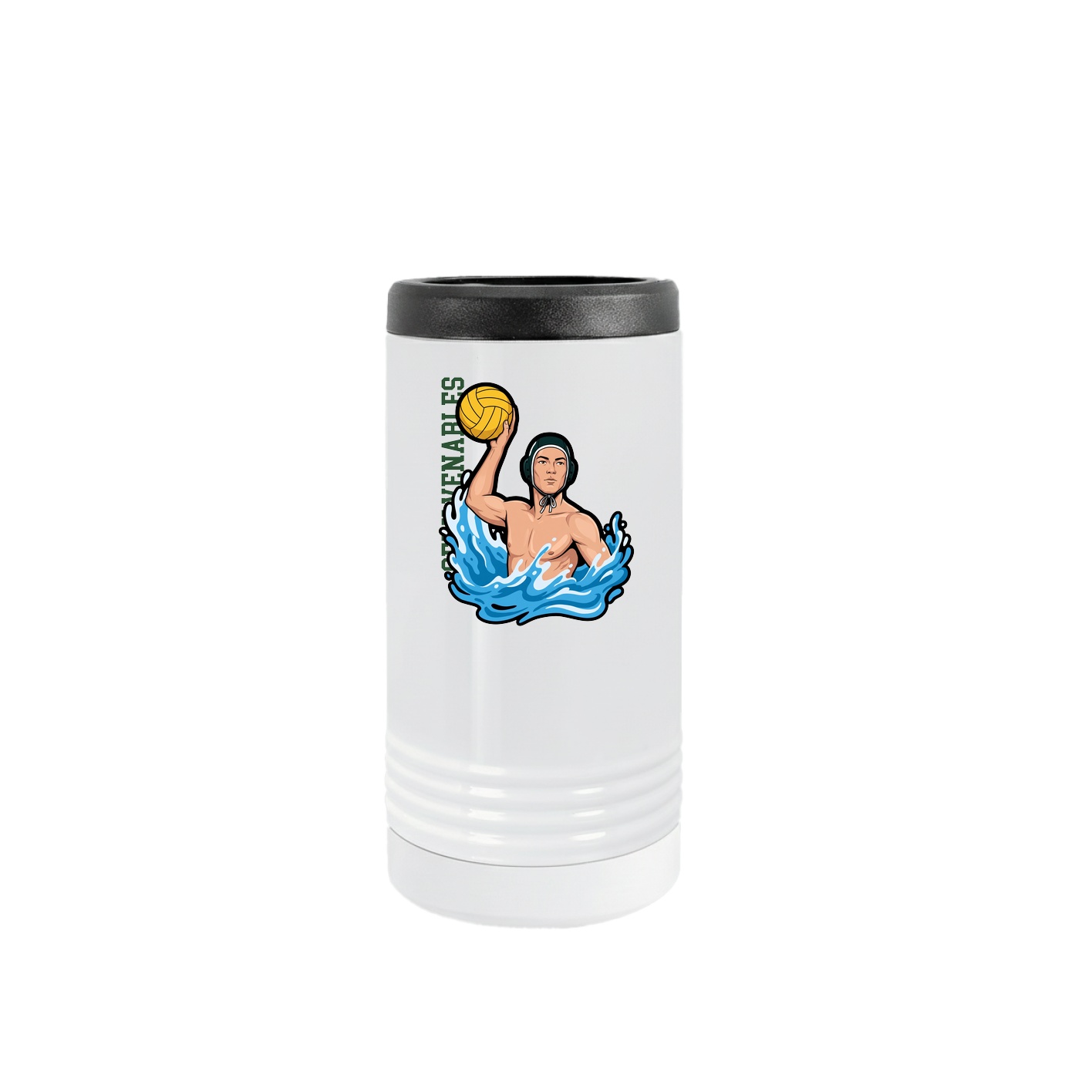 Slim Beverage Holder — Name Vertical in White