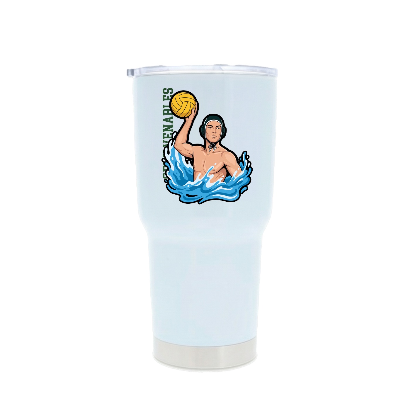 30oz Stainless Steel Tumbler — Name Vertical in White