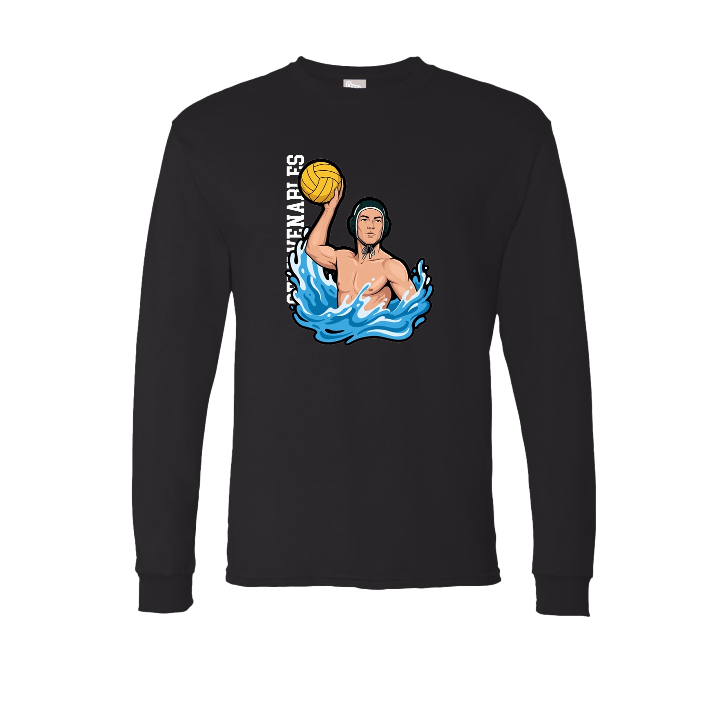 Long Sleeve Tee — Name Vertical in Black