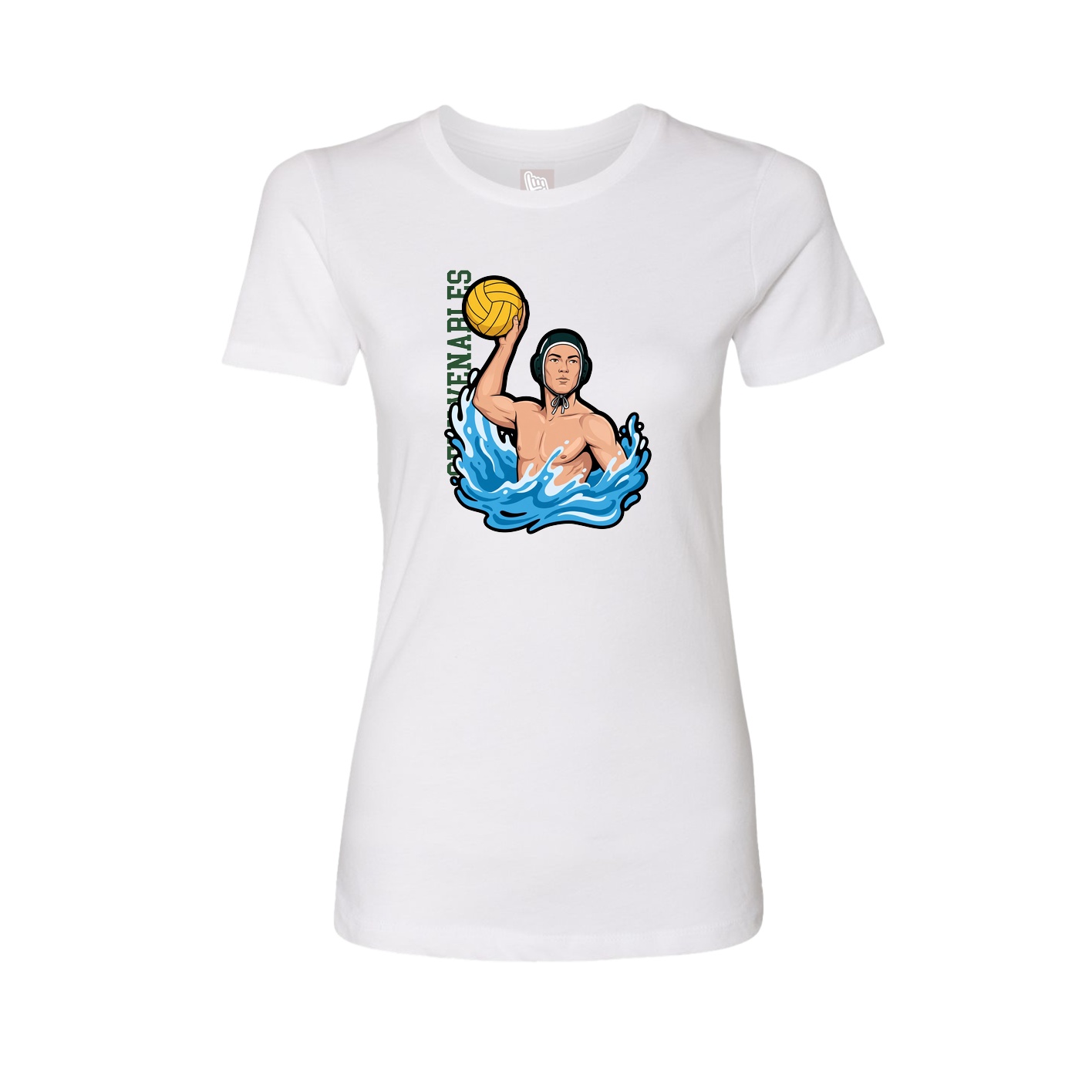 Fitted Women's Tee — Name Vertical in White
