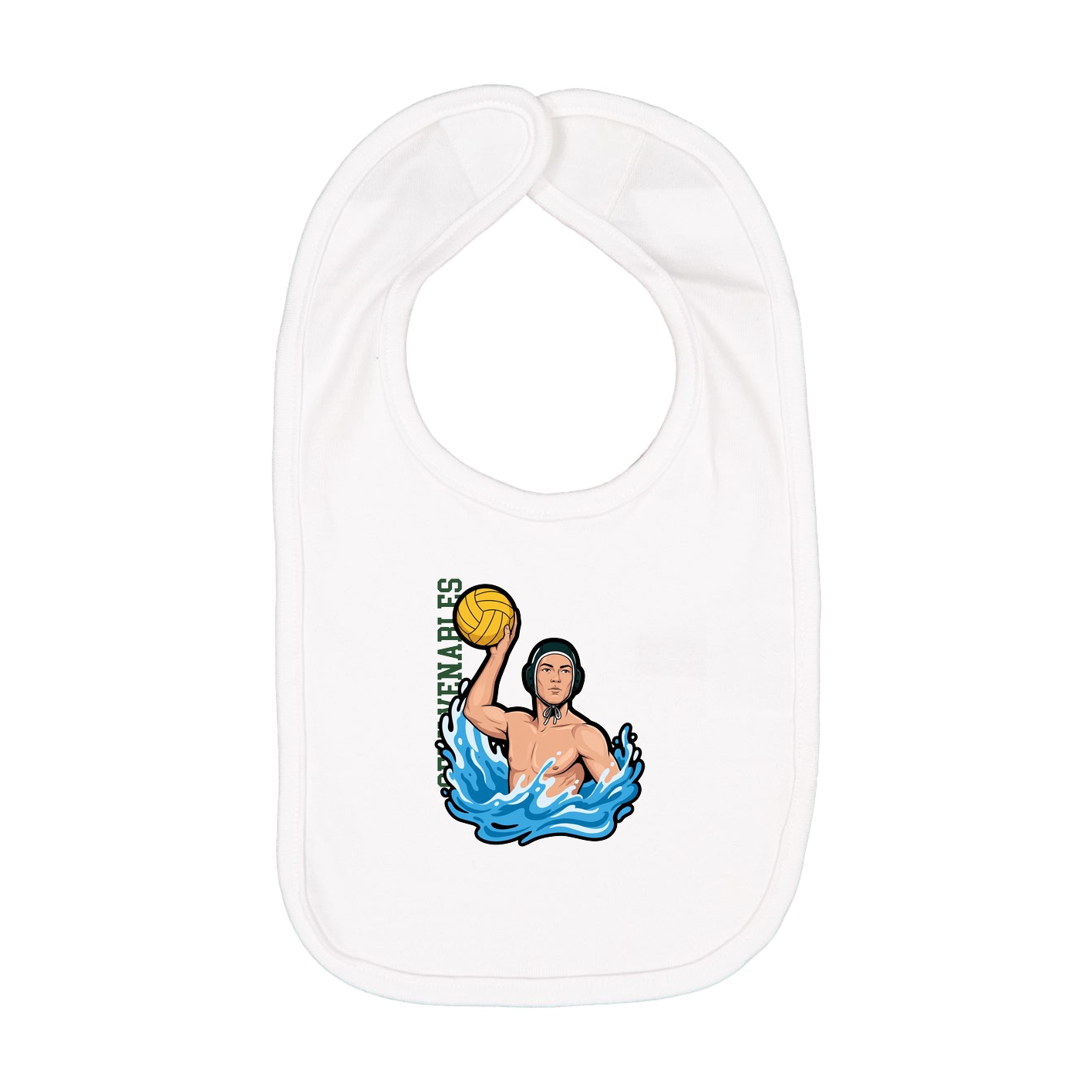 Infant Bib — Name Vertical in White