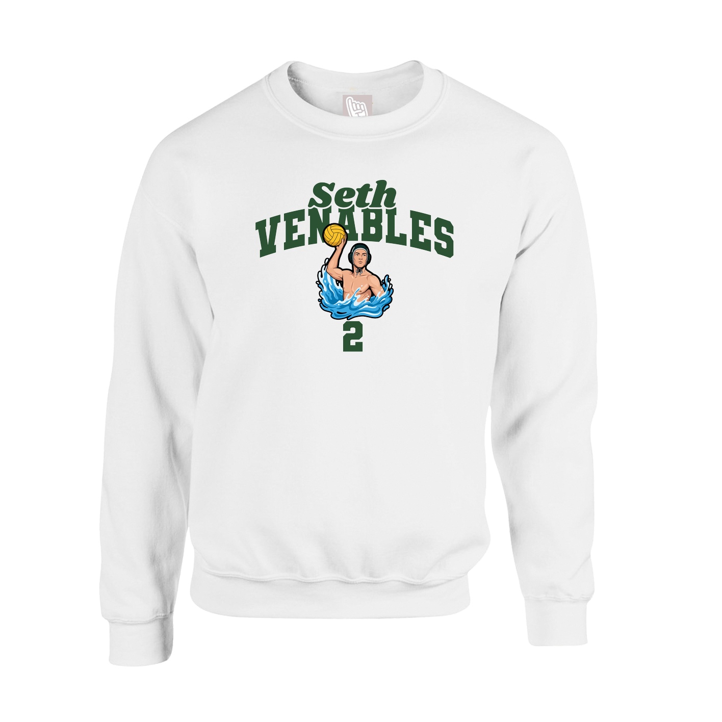 Fleece Crew — Signature Arch in White