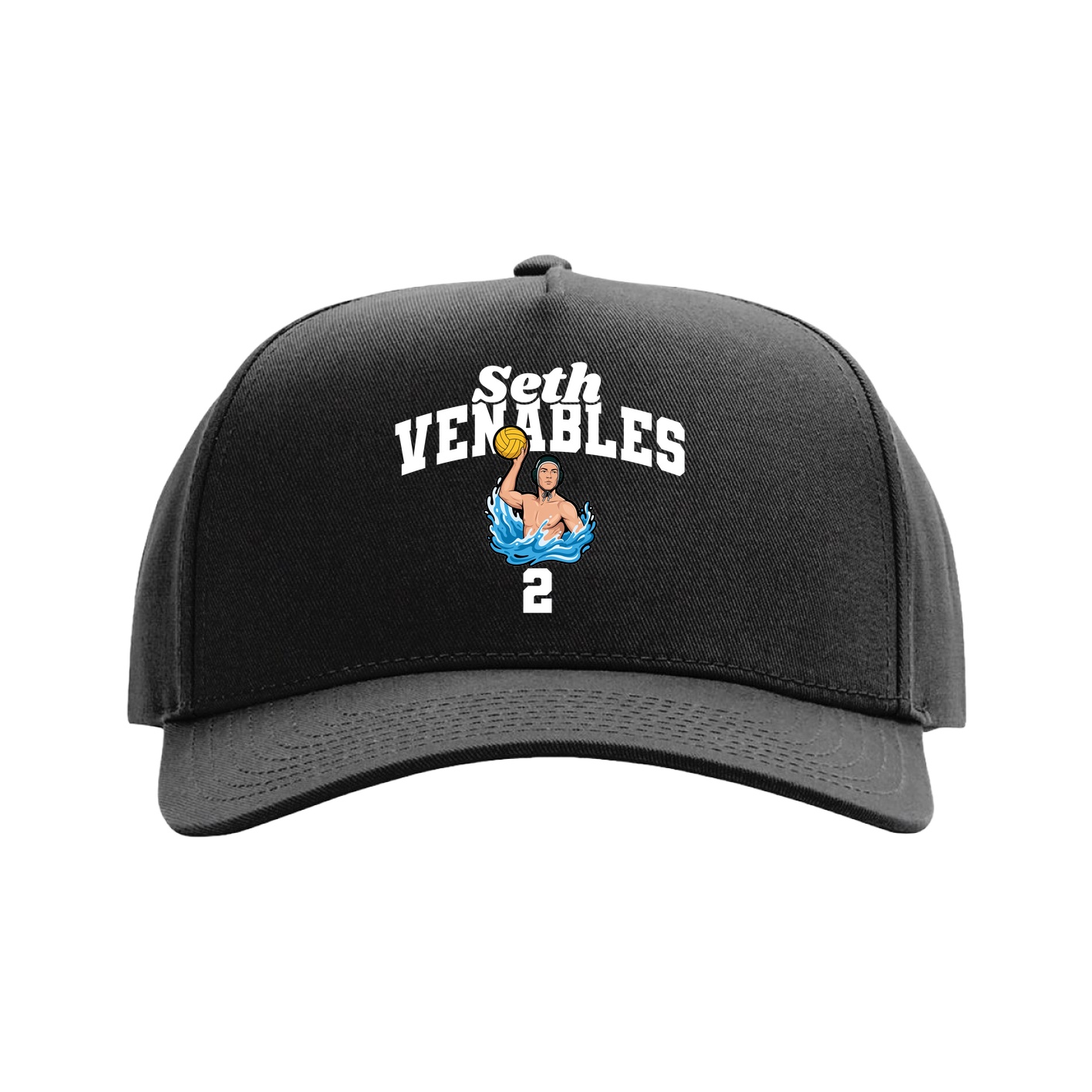 Full Fabric Five-Panel Champ Cap — Signature Arch in Black