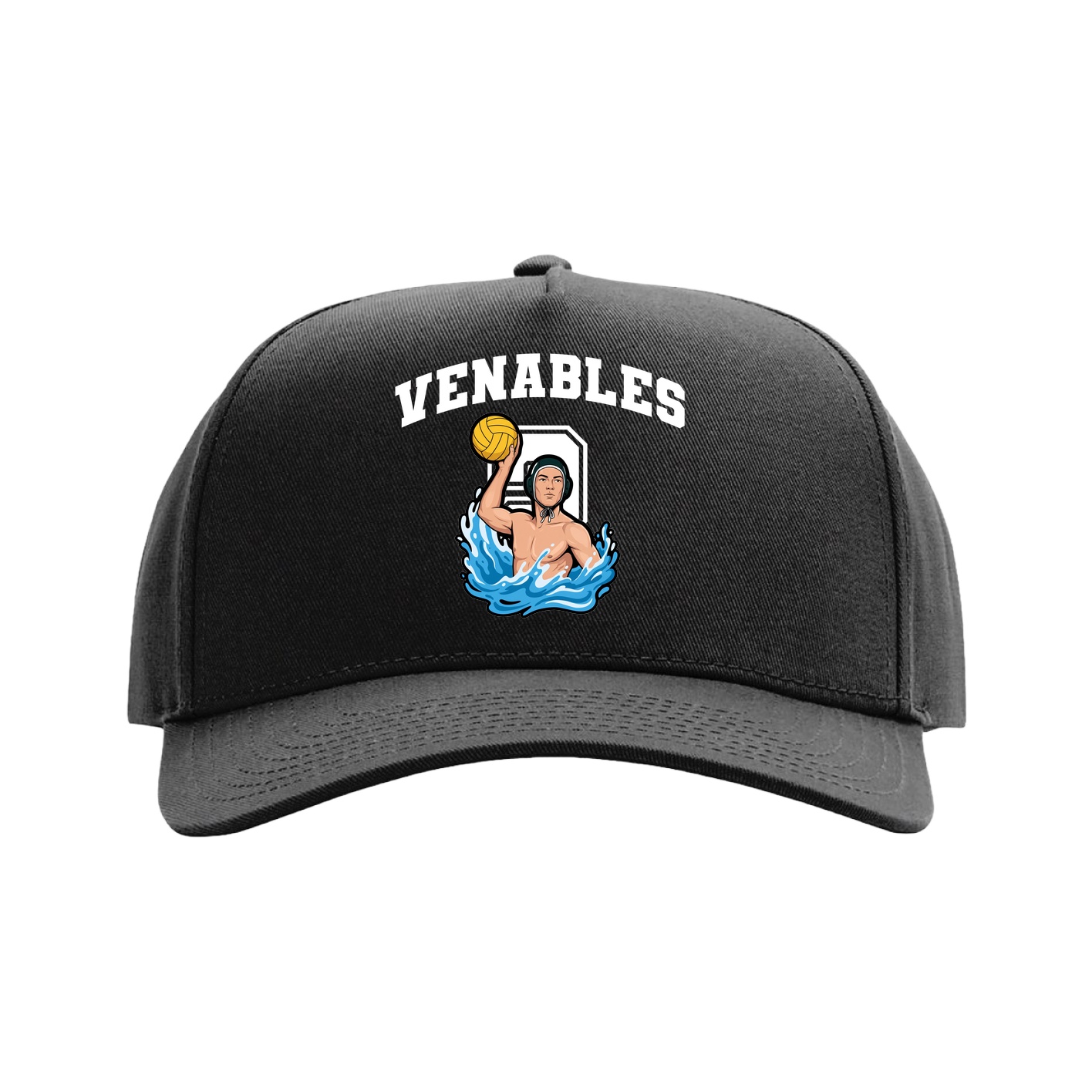 Full Fabric Five-Panel Champ Cap — Number in Black