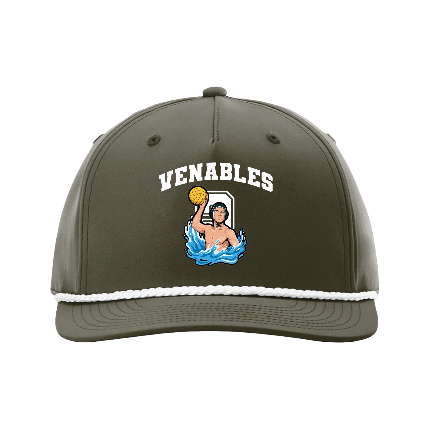 Five-Panel Classic Rope Cap — Number in Green