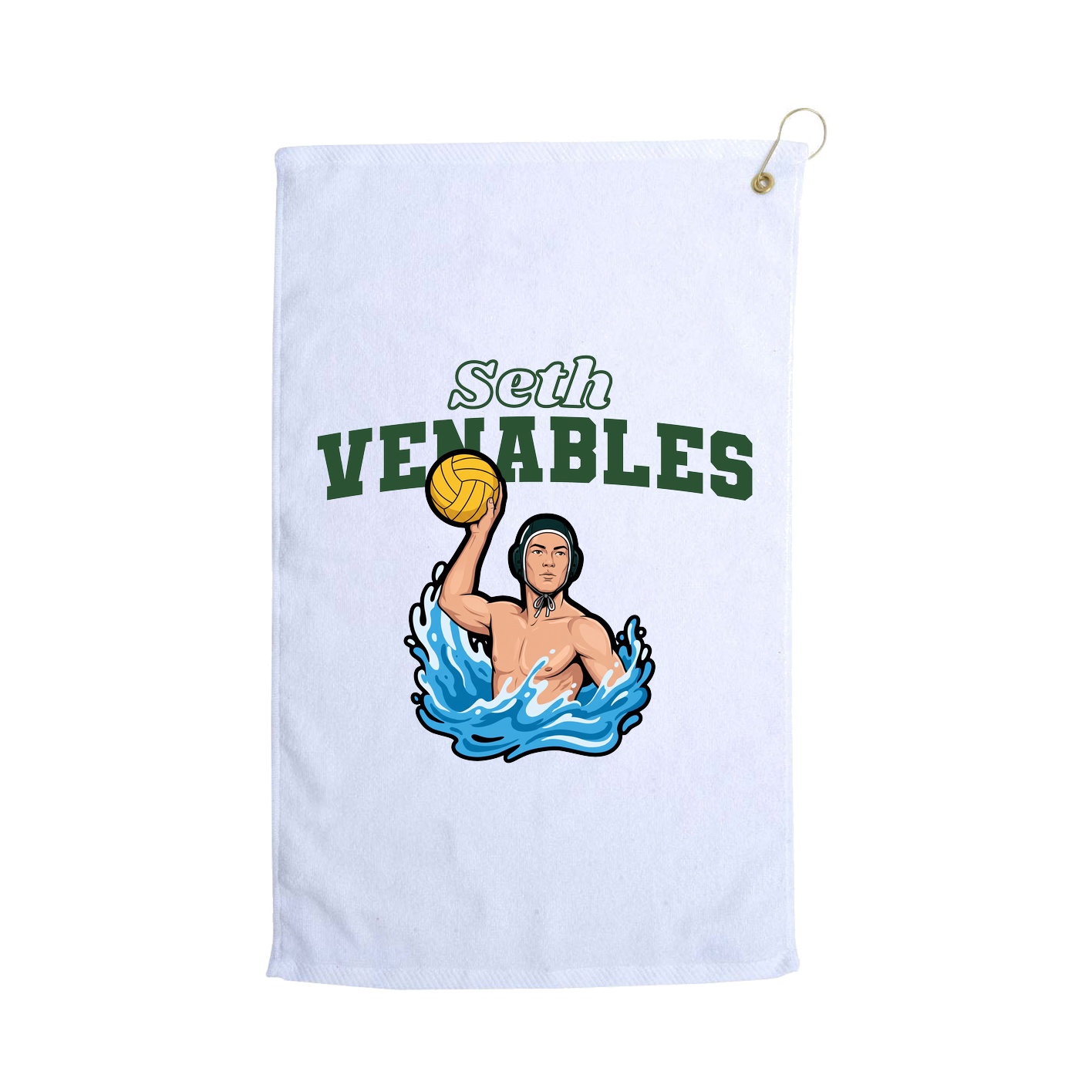 Golf Towel — Name Arch in White