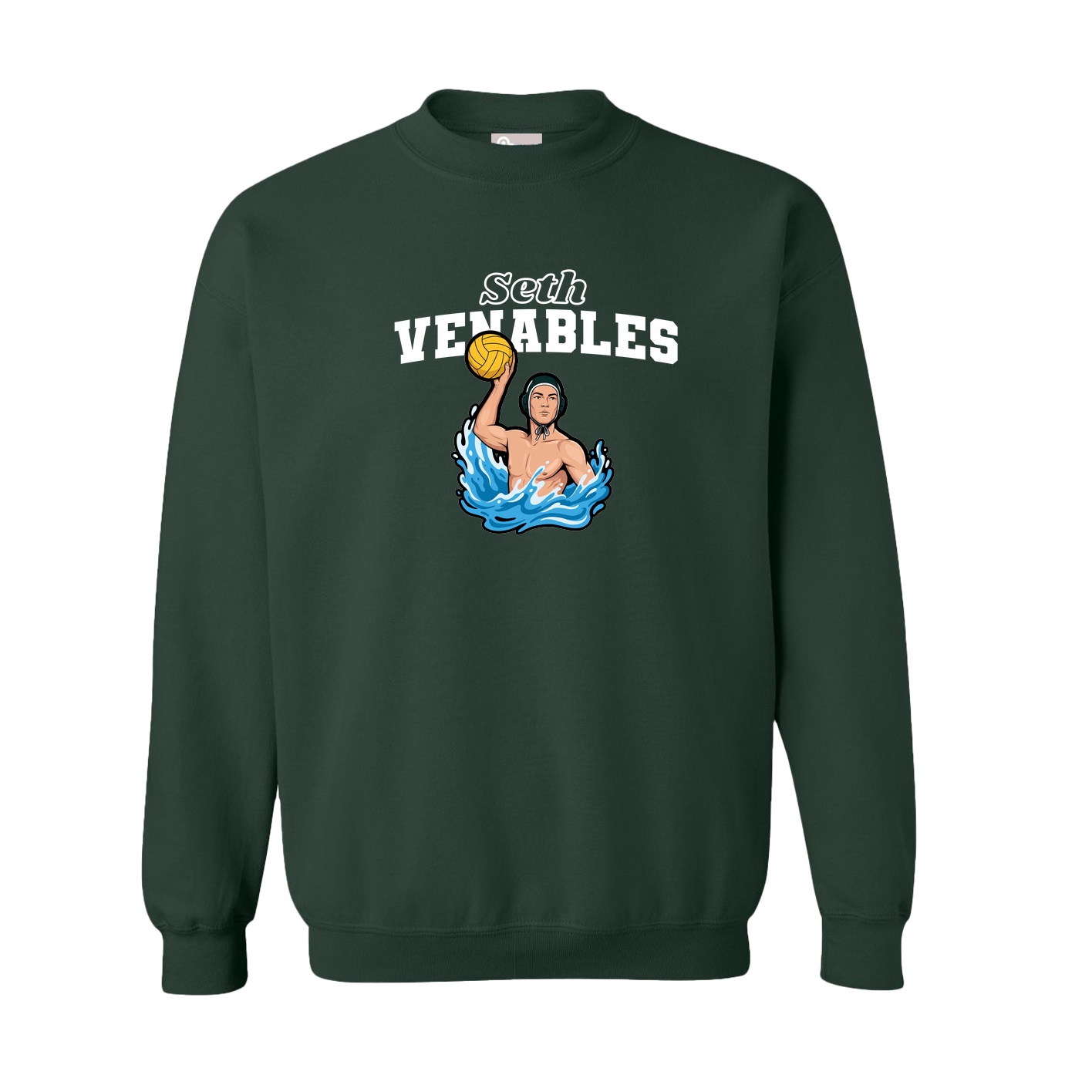 Fleece Crew — Name Arch in Green