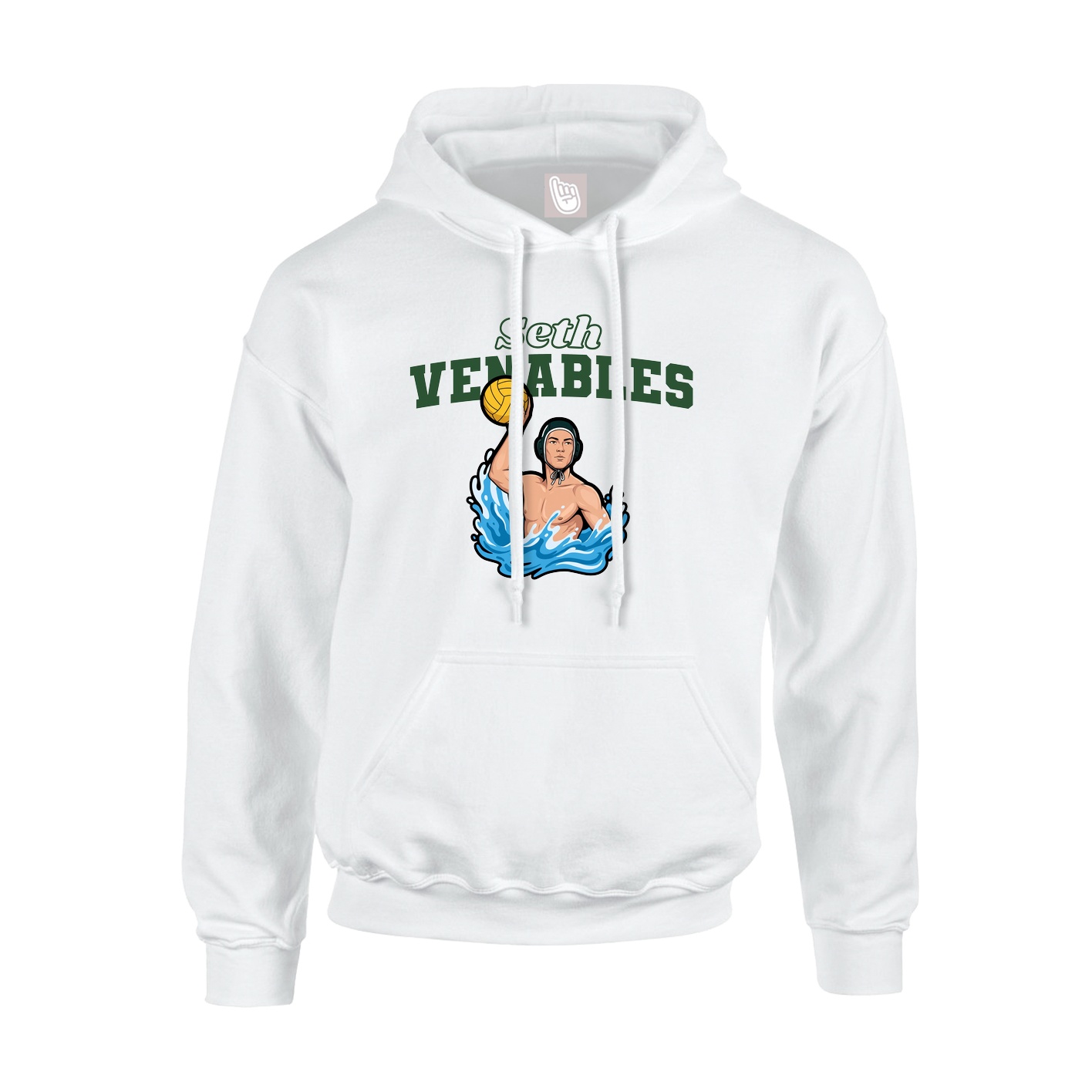 Youth Hoodie — Name Arch in White