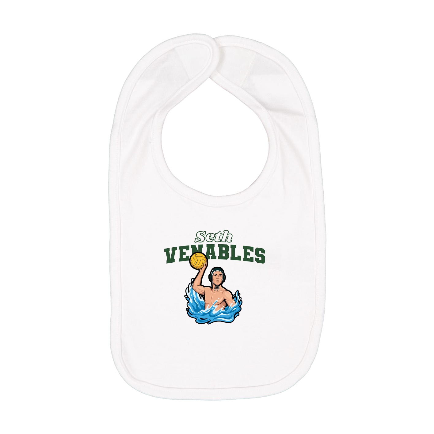 Infant Bib — Name Arch in White