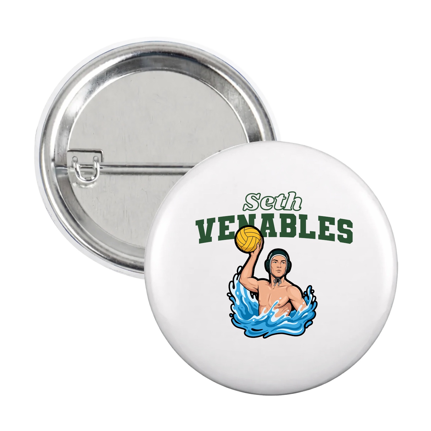 Game Day Button — Name Arch in White