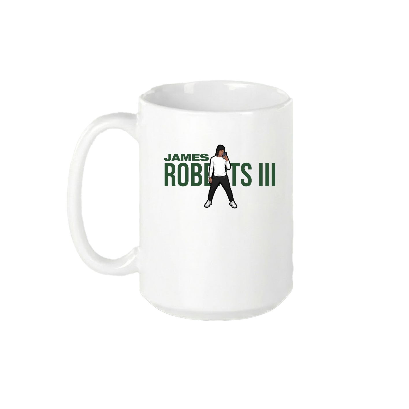 15oz Coffee Mug — Player Name in White